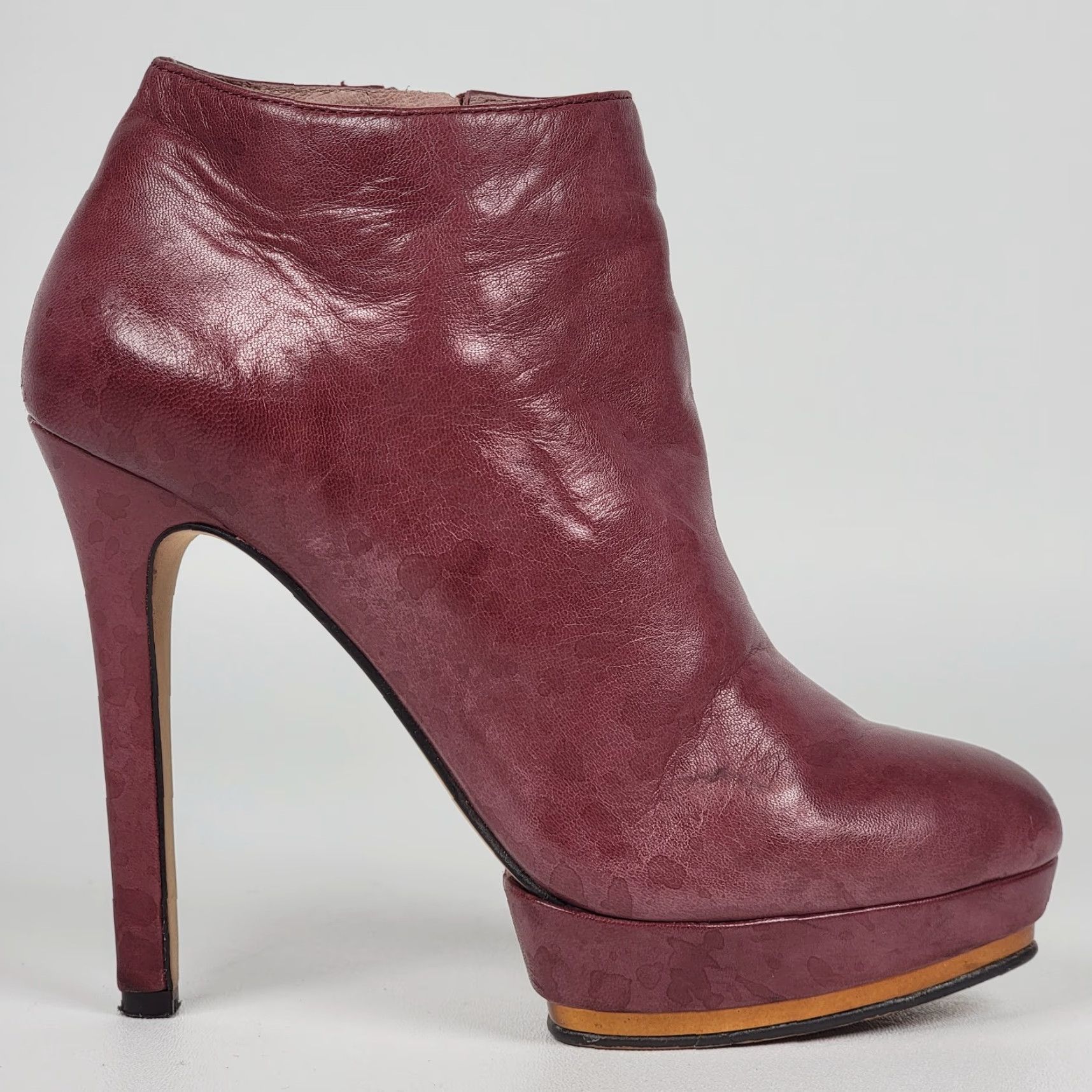 Vince Camuto Vince Camuto Dira Platform Stiletto Ankle Booties Leather Side Zip Women 4.5B Shoes Heel Platform Leather Upper Leather Lining Red-Brown Womens 4.5 B Size US 5 / IT 35 - 3 Thumbnail