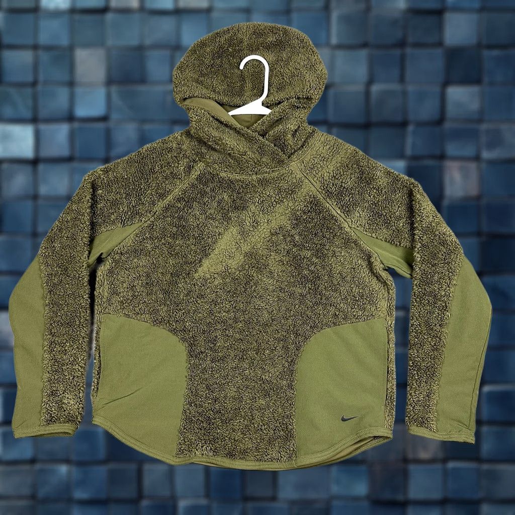 Nike Nike Hoodie Womens Small Olive Green Sherpa Fleece Thermal Pullover AR7404 395 Size S / US 4 / IT 40 - 1 Thumbnail
