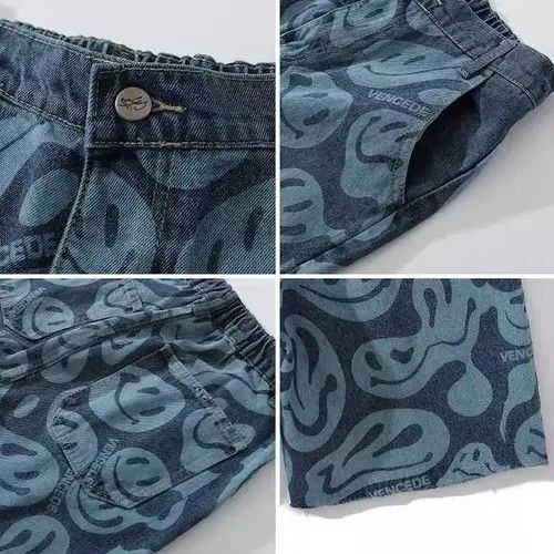 Japanese Brand 20SS Indigo Union Japan Blue Smiley Face Shorts Size US 32 / EU 48 - 3 Thumbnail