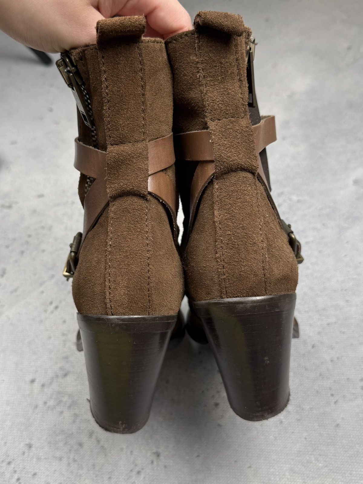 Diesel Diesel Suede Leather Heeled Ankle Boots Brown Buckle Strap Size US 8 / IT 38 - 15 Thumbnail