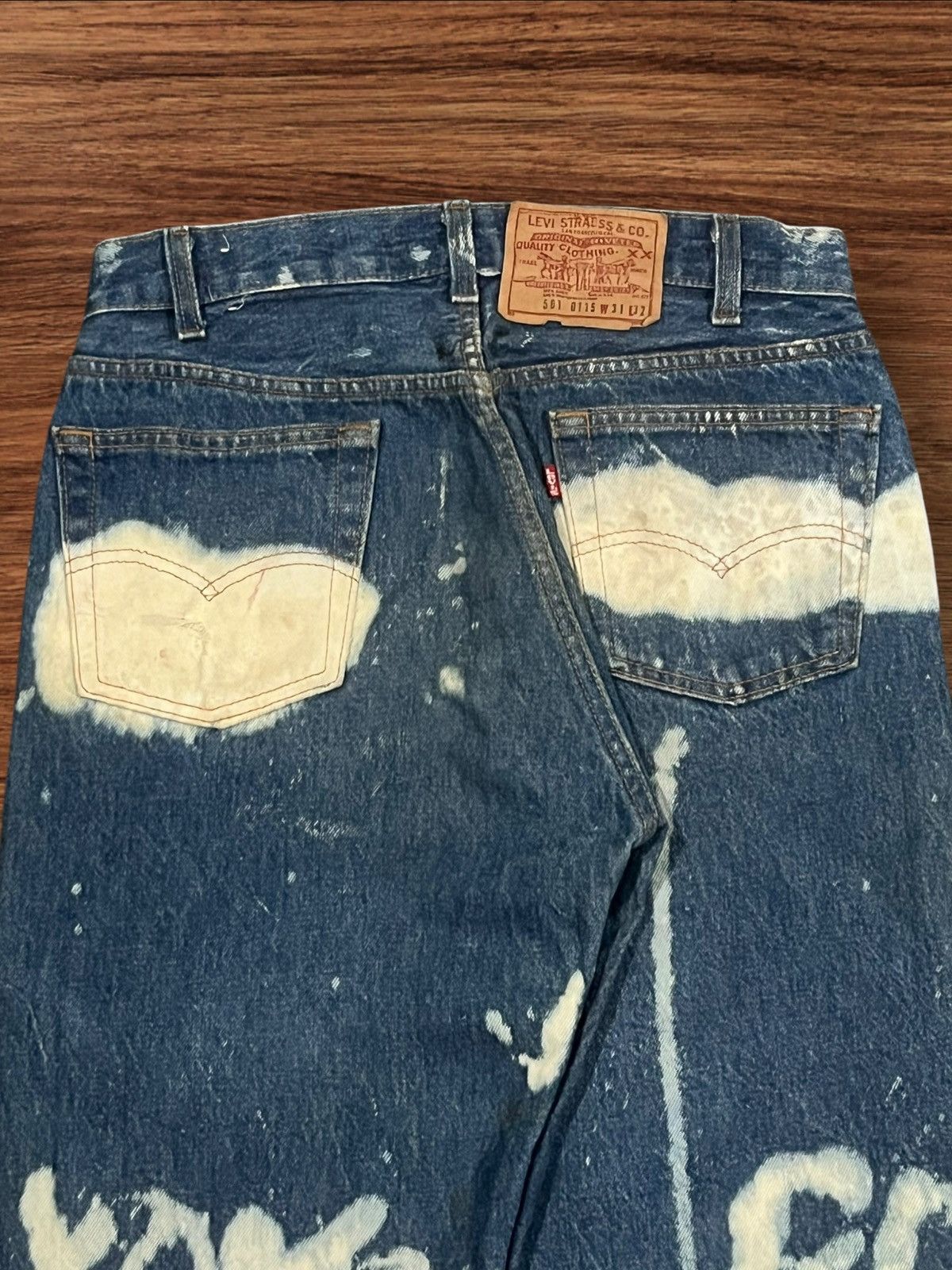 Levi's × Vintage Vintage 80s Levi’s 501 Grafitti Artistry Custom Made Jeans Size US 31 - 10 Thumbnail
