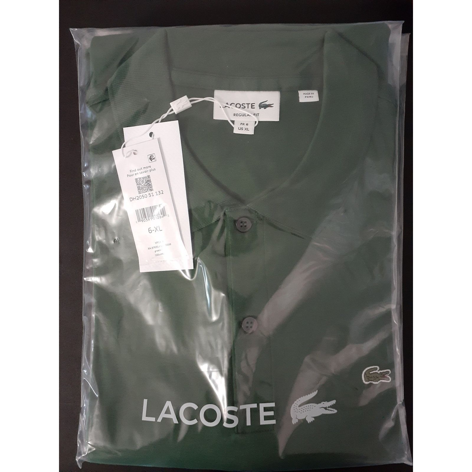 Lacoste Lacoste Mens Pima Jersey Interlock Regular Fit Polo Green XL Size US XL / EU 56 / 4 - 2 Thumbnail