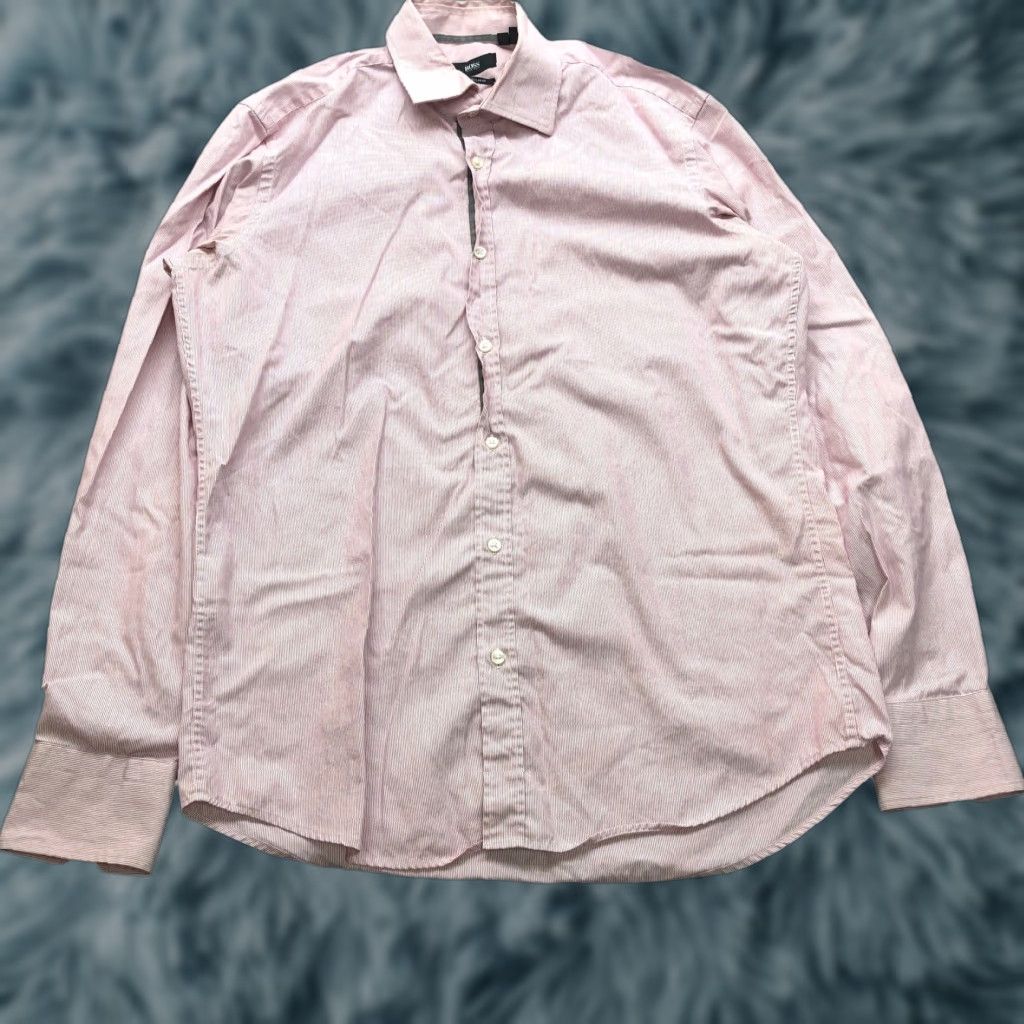 Hugo Boss HUGO BOSS Button-Down Shirt Mens Regular Fit Long Sleeve Pink 39 15.5 Pinstriped M Size US M / EU 48-50 / 2 - 1 Thumbnail