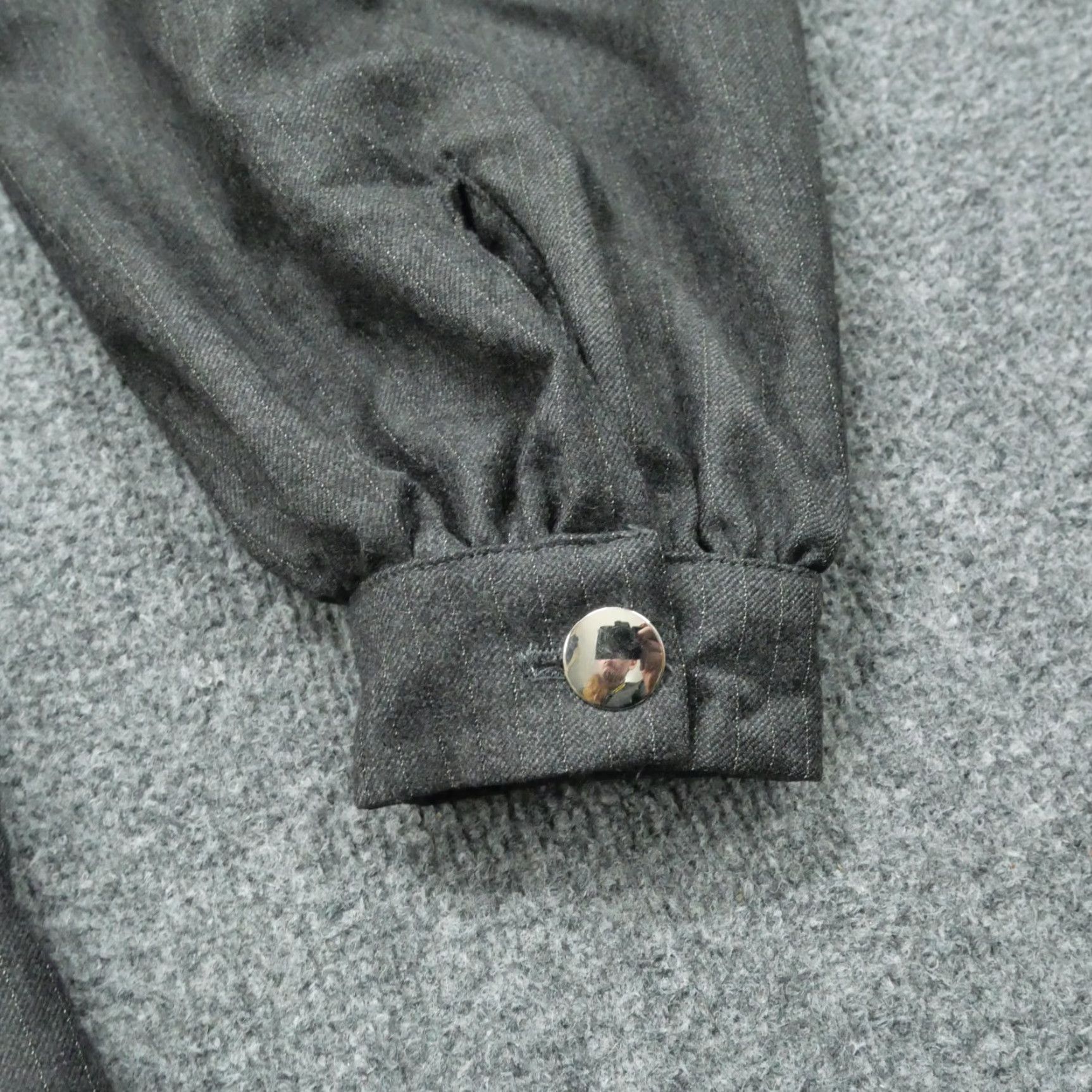 Vintage VINTAGE Chantal Thomass Dress Womens Wool Leather Zip Collared 80s Shirt Dress Womens M Gray 80s Mens Size M / US 6-8 / IT 42-44 - 7 Thumbnail
