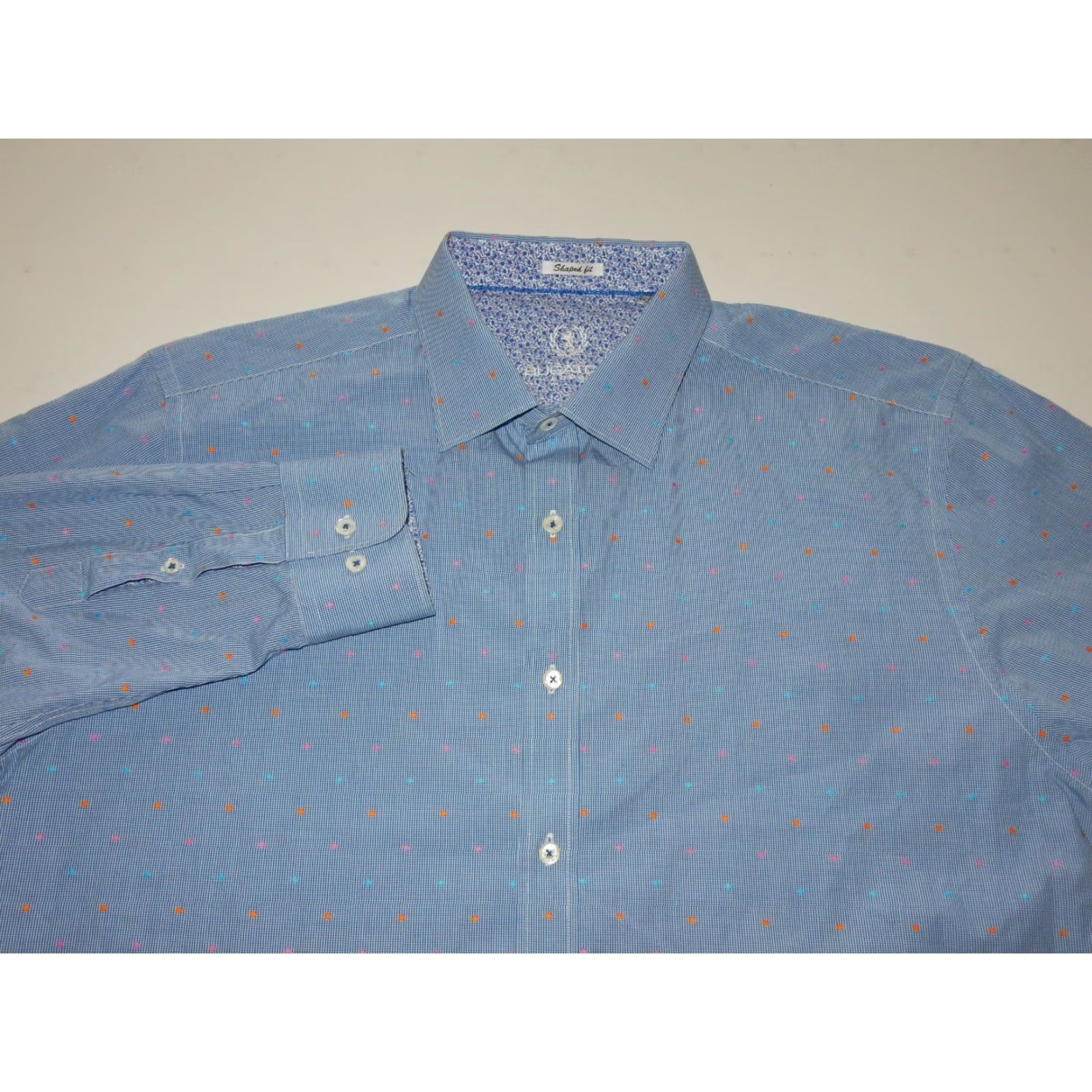 BUGATCHI Bugatchi Uomo Blue Long Sleeve Button-Up Shirt XL Shaped Fit Mens Size US XL / EU 56 / 4 - 2 Thumbnail