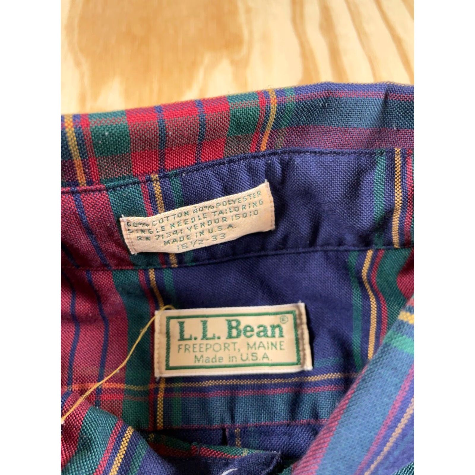 Vintage VINTAGE L.L. Bean Shirt Button-Front Plaid Long Sleeve 15.5 XL Red Blue USA Made Men Size US M / EU 48-50 / 2 - 3 Thumbnail