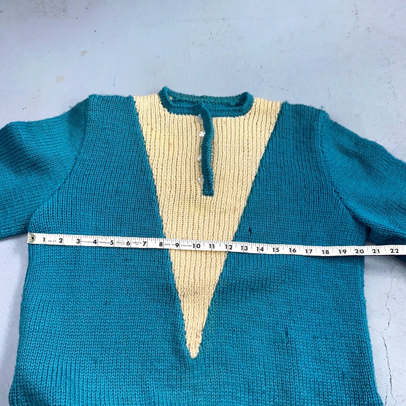 Vintage VINTAGE 1960s Handmade Blue Cable Sweater Rockabilly Women’s Medium Size M / US 6-8 / IT 42-44 - 6 Thumbnail