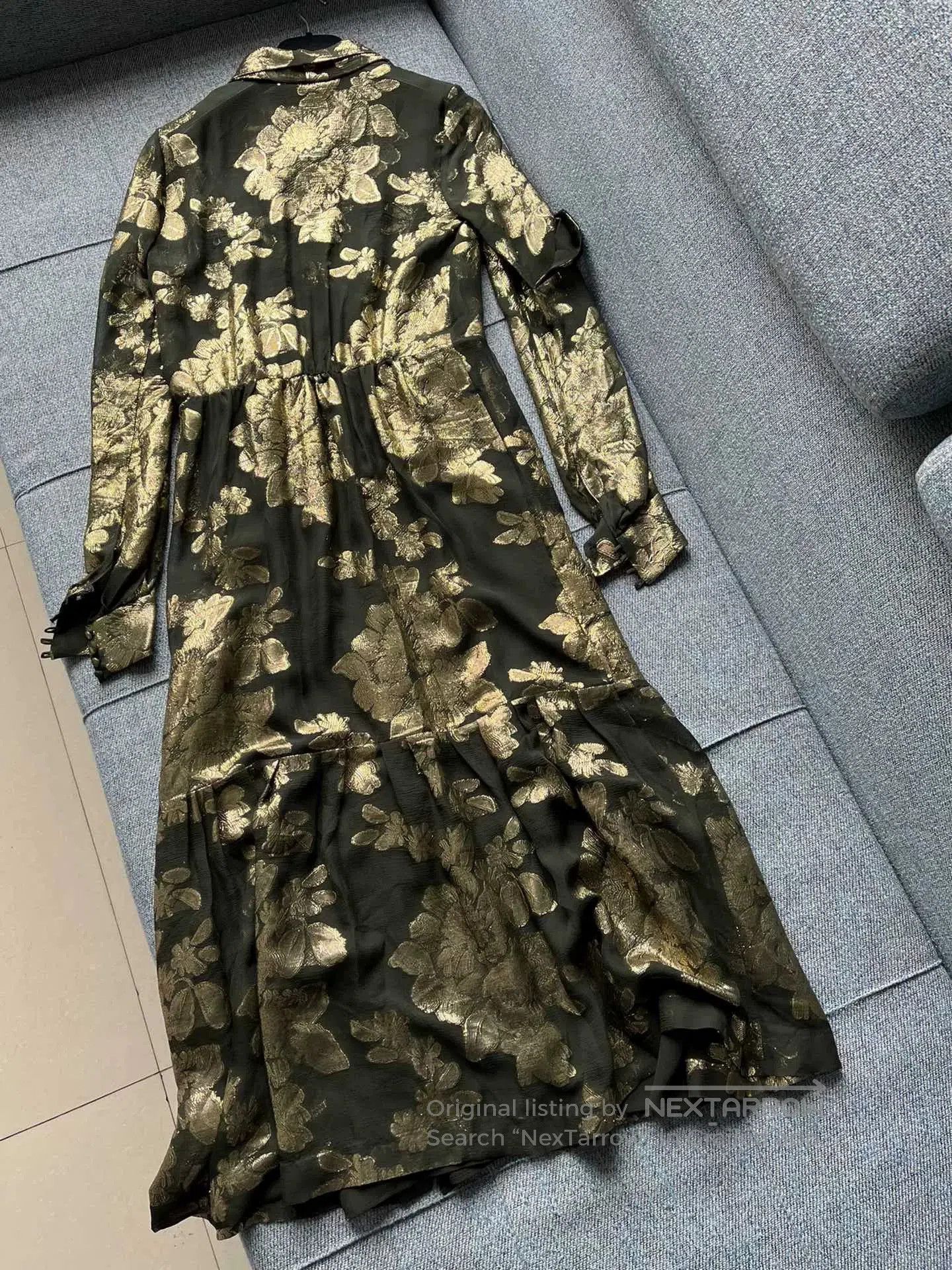 Saint Laurent Paris Saint Laurent Gold Embroidered Long Dress. Size S / US 4 / IT 40 - 3 Thumbnail
