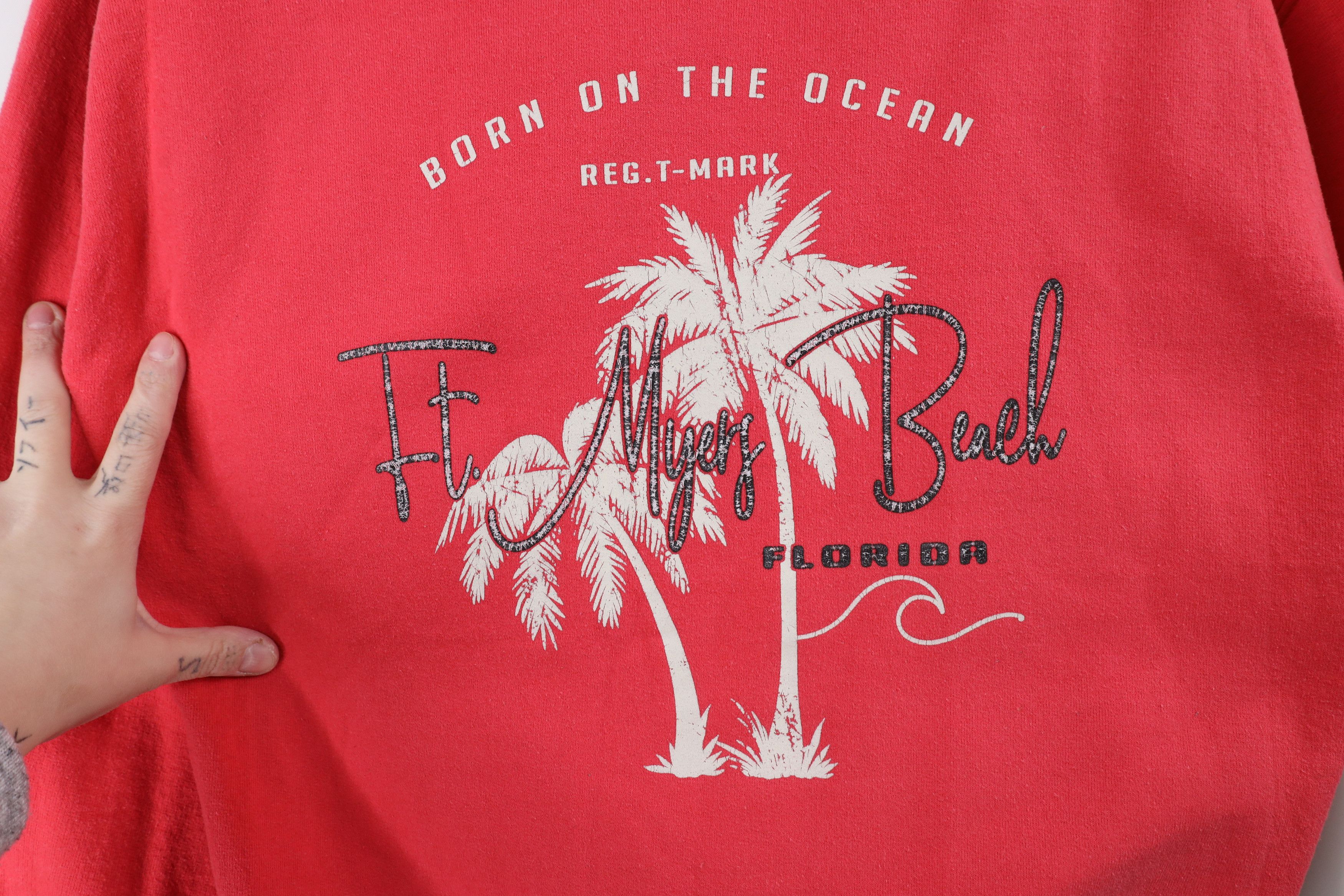 Vintage Vintage 90s Spell Out Ft Myers Beach Florida Sweatshirt Pink Size L / US 10 / IT 46 - 4 Thumbnail