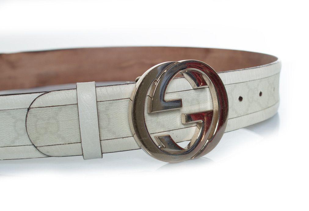 Gucci Gucci, monogram canvas and leather GG buckle belt Size ONE SIZE - 8 Thumbnail