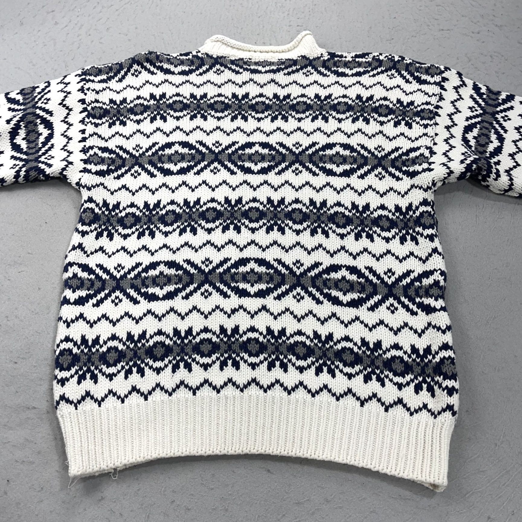 Gap VINTAGE Gap Sweater Mens M White Roll Neck Fair Isle Knit Grandpa 90s Size US M / EU 48-50 / 2 - 7 Thumbnail