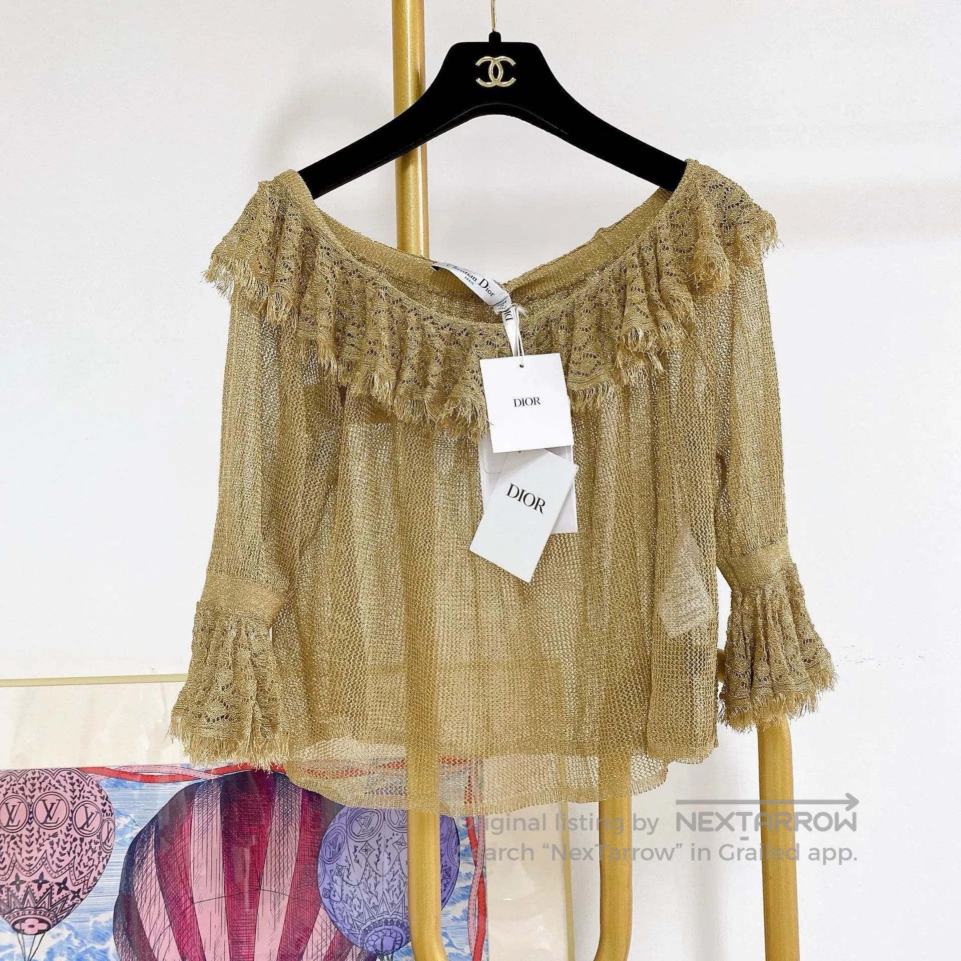Dior DIOR Gold Mesh Top. Size XS / US 0-2 / IT 36-38 - 1 Thumbnail