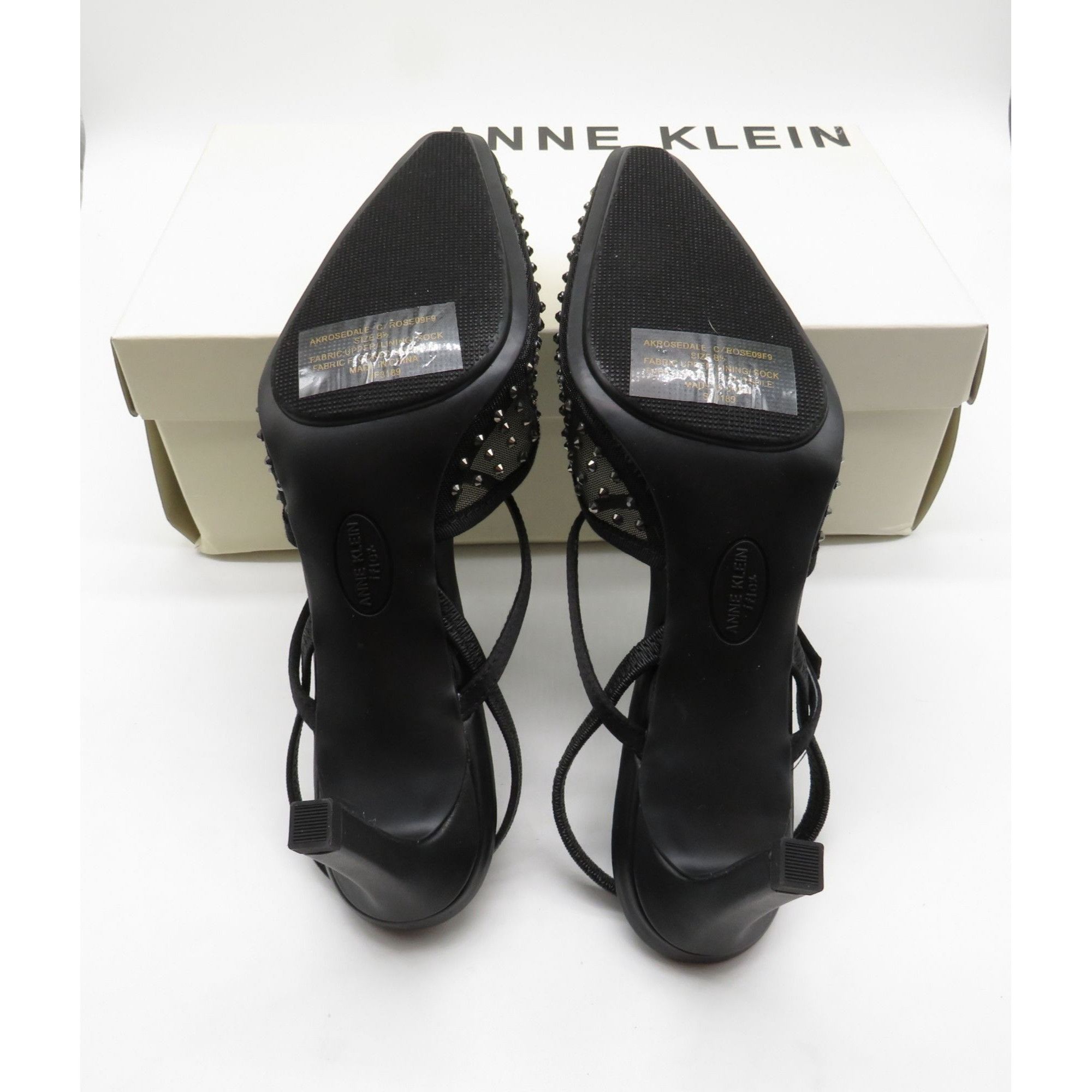 Other Anne Klein Women's Black Crystal Embellished Sling Back Heel Size US 8.5 / IT 38.5 - 8 Thumbnail