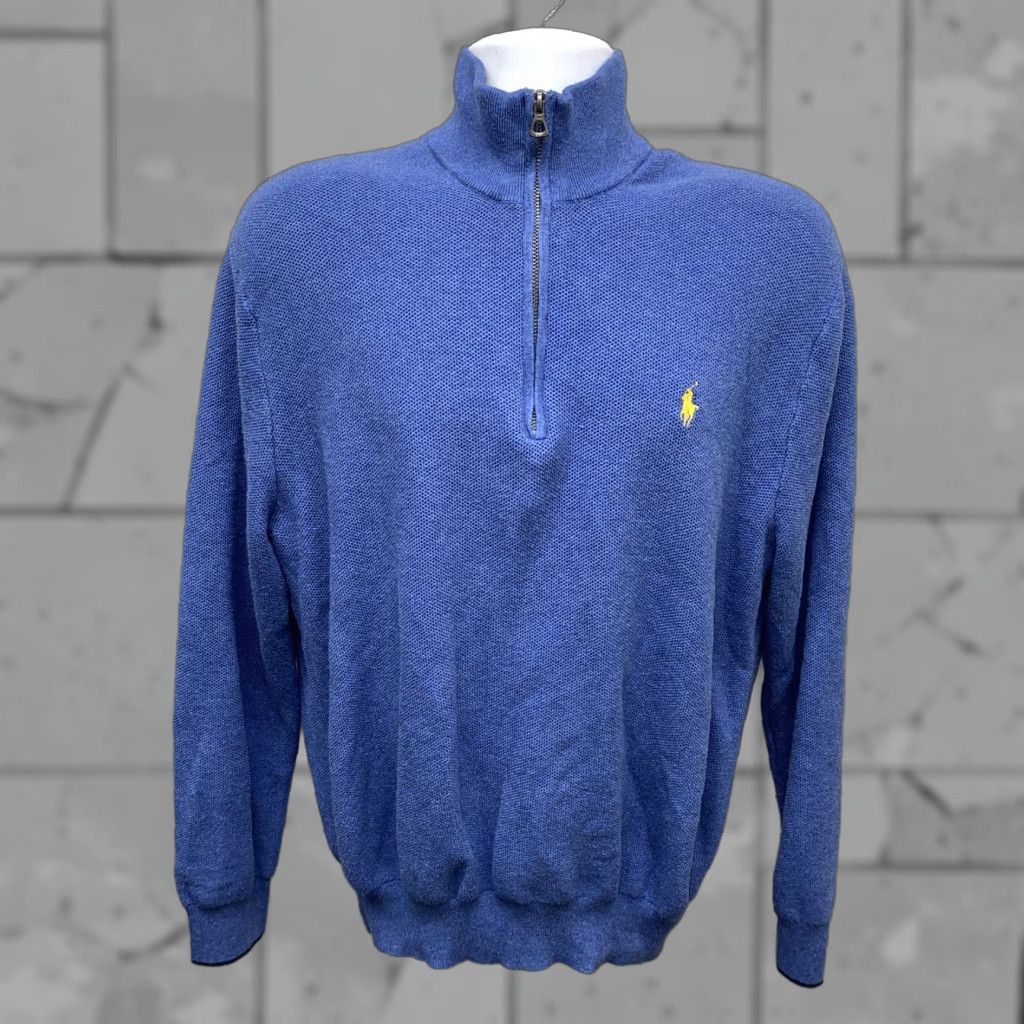 Polo Ralph Lauren Polo Ralph Lauren Sweater 1/2 Zip Pullover Mens XL Blue Cotton Pima Size US XL / EU 56 / 4 - 1 Thumbnail