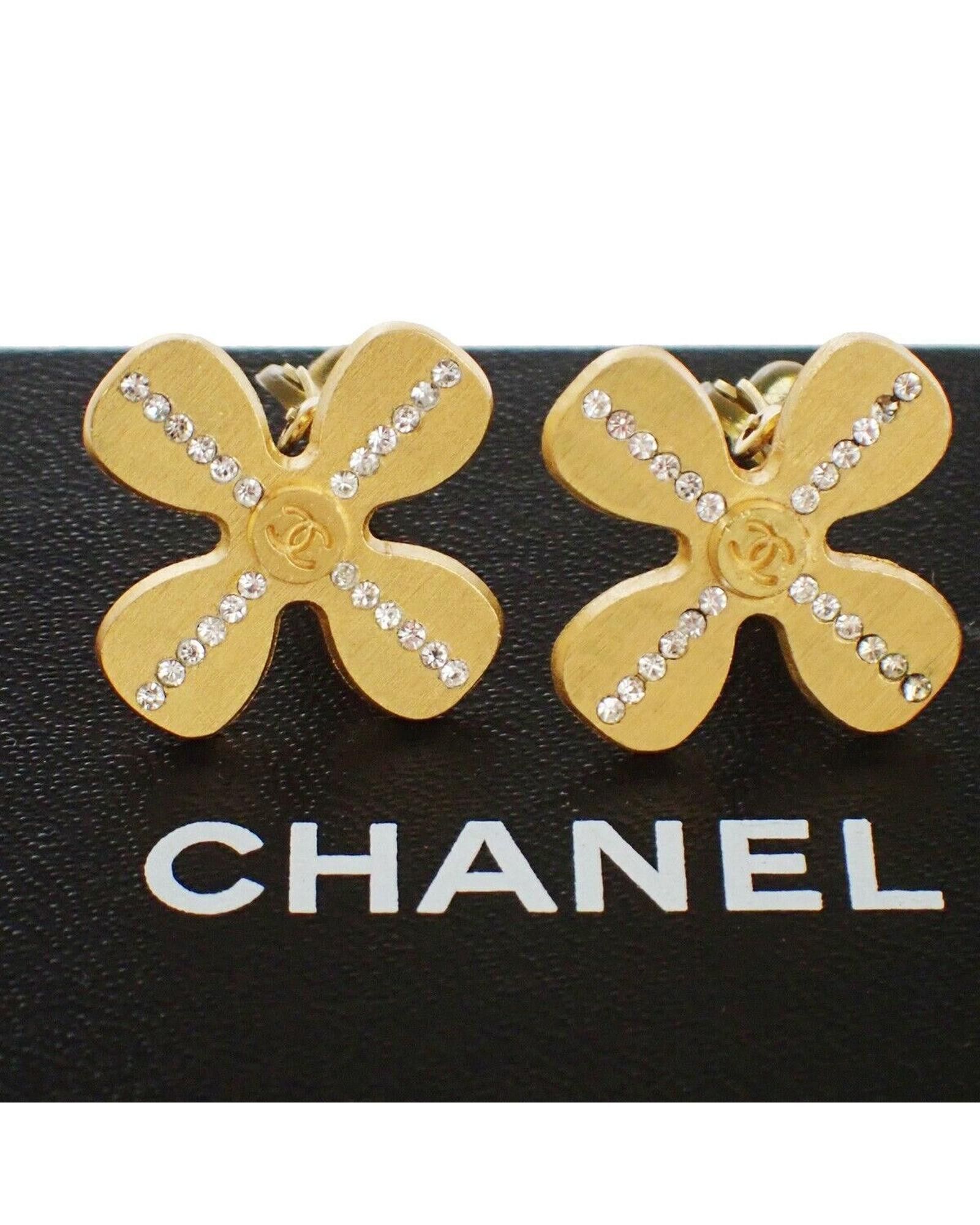 image of Chanel Gold Plated Flower Earrings, Women's