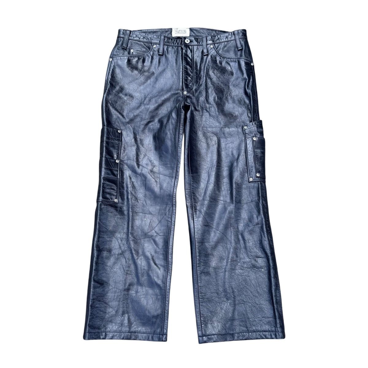20471120 20471120 Black Leather Carpenter Pants Cowhide Size US 36 / EU 52 - 4 Thumbnail