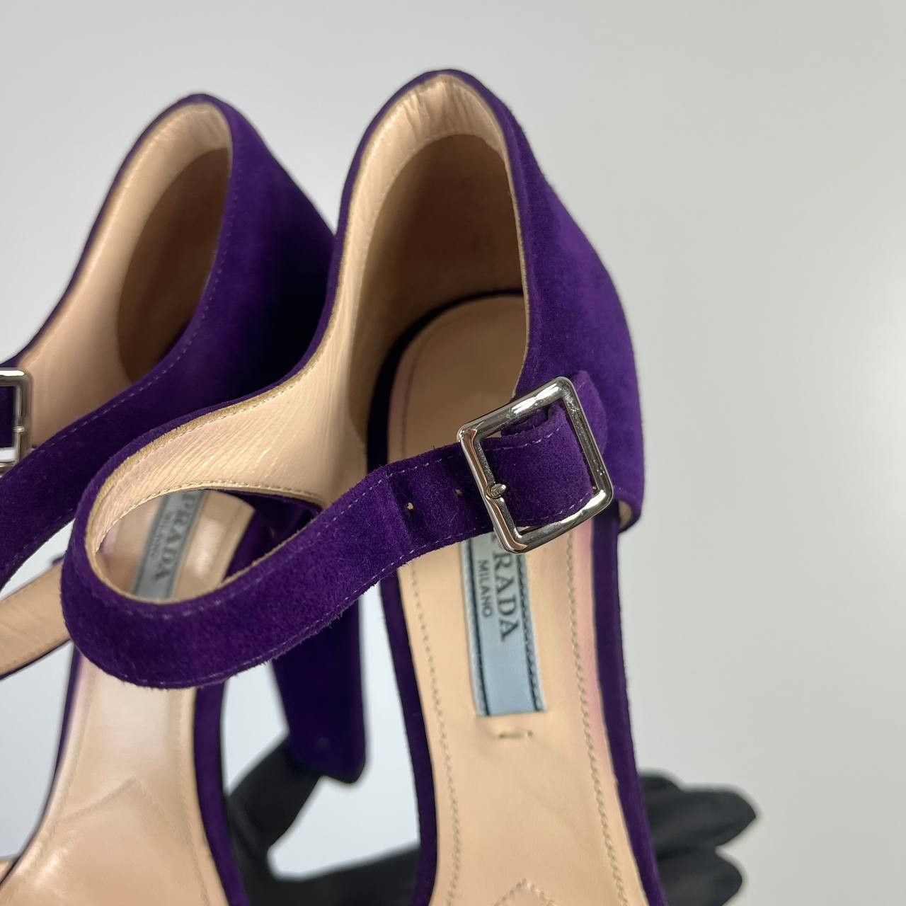 Prada Prada Purple Suede Platform High Heel Sandals Size 37.5 Size US 7.5 / IT 37.5 - 5 Thumbnail