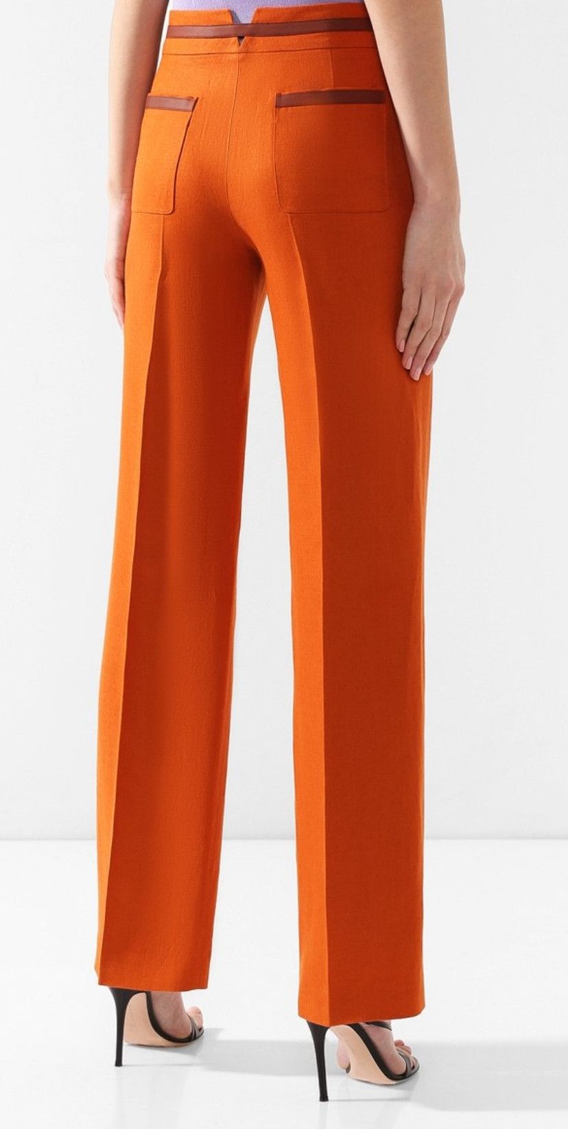 Loro Piana LORO PIANA CARSON LEATHER-TRIM LINEN PANTS IN ORANGE RUST Size 27" / US 4 / IT 40 - 4 Thumbnail