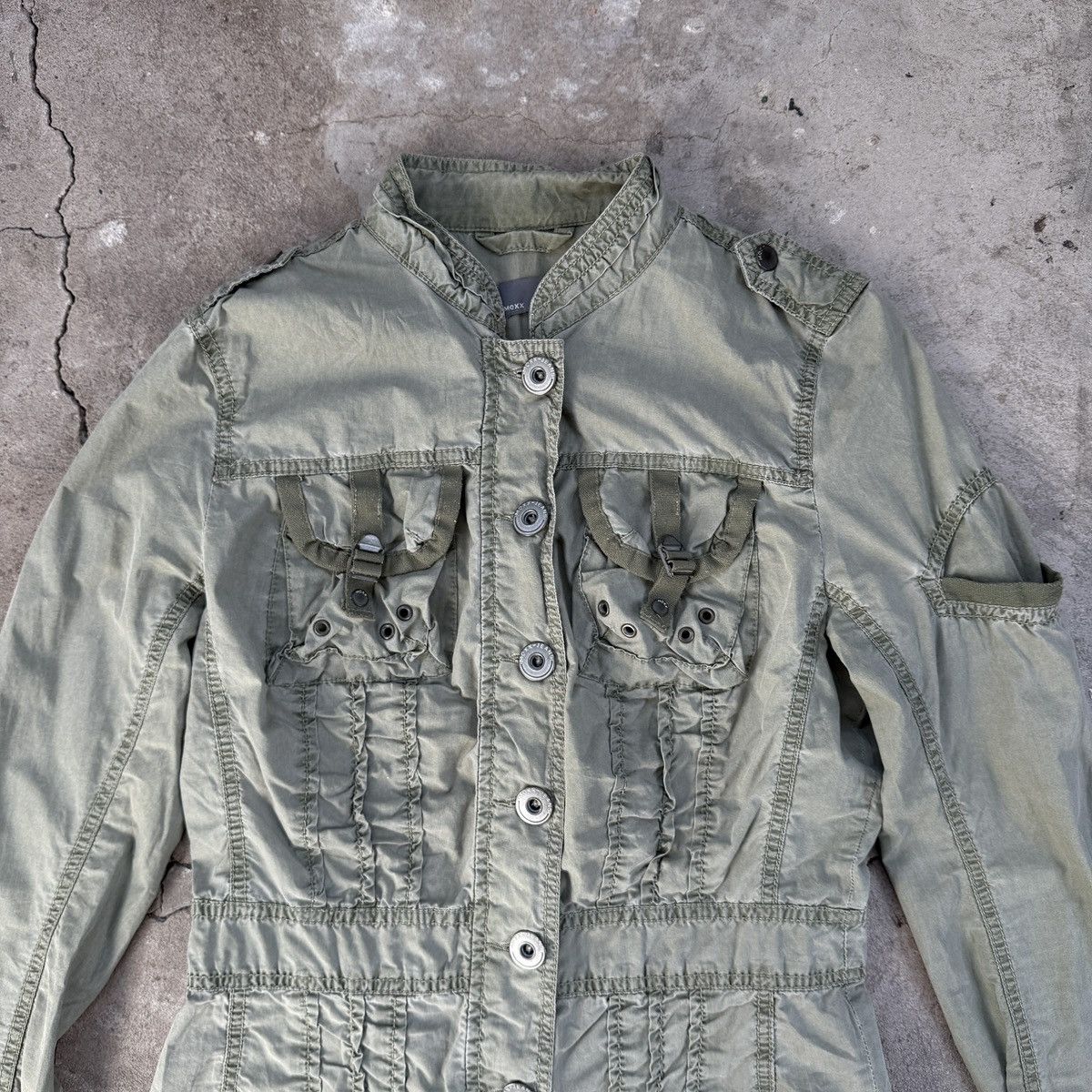 20471120 Mexx Archive Bondage Pockets Olive Khaki Military Jacket Size M / US 6-8 / IT 42-44 - 3 Thumbnail