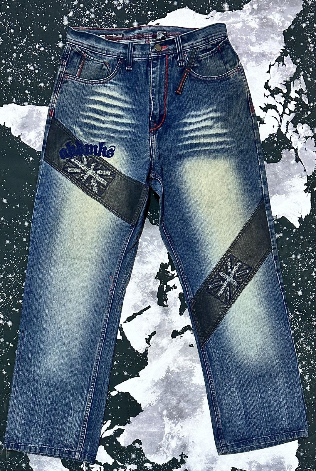 Vintage Akademiks Mens Embroidered Blue Jeans Size US 34 / EU 50 - 1 Thumbnail