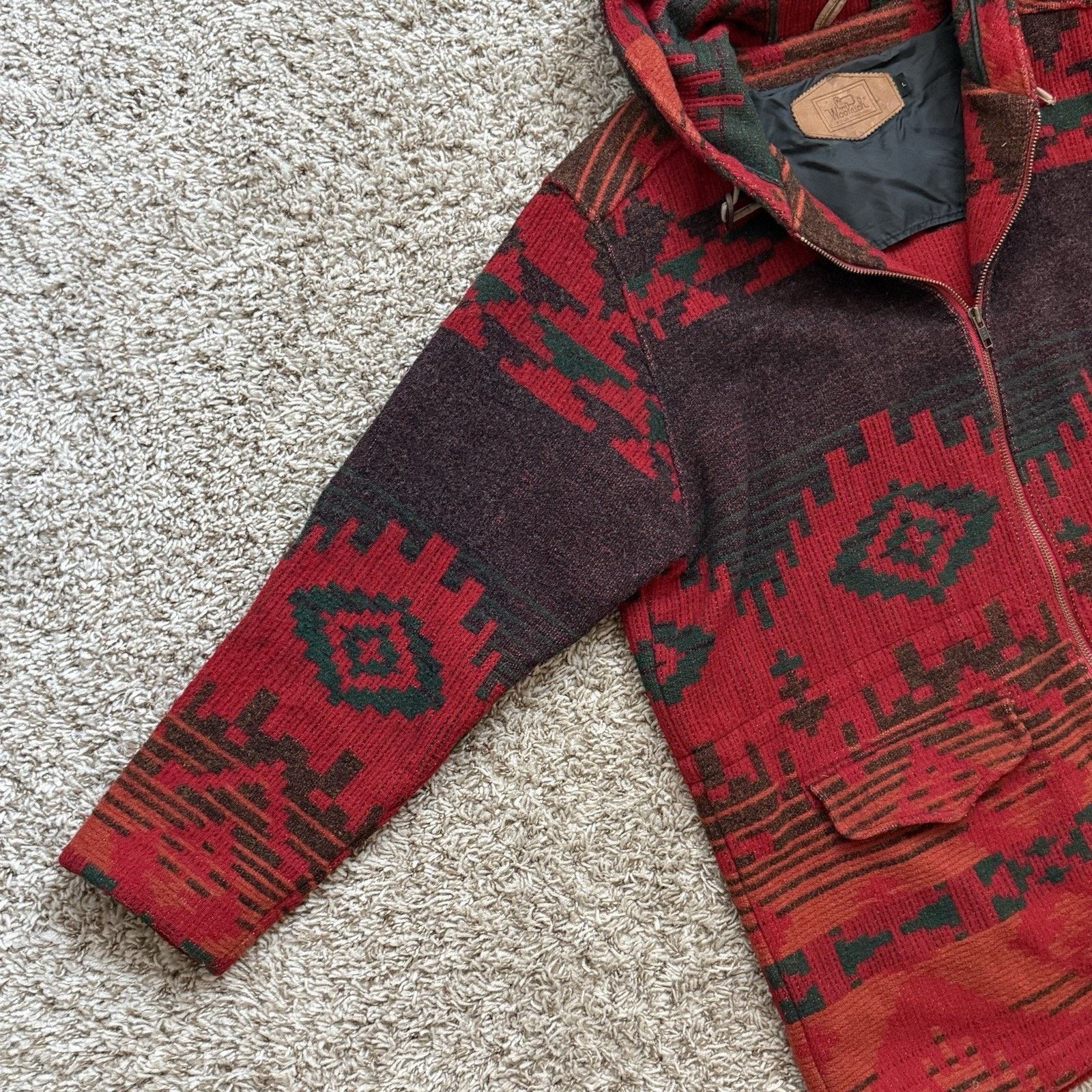 Vintage × Woolrich Woolen Mills Vintage Woolrich Aztec Wool Southwestern Jacket Red Tribal Size L / US 10 / IT 46 - 5 Thumbnail