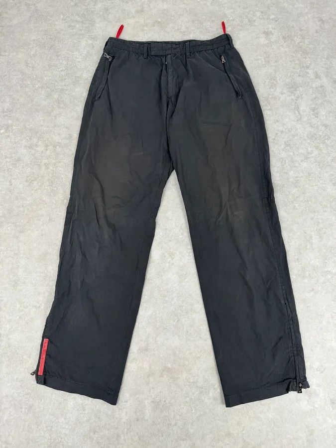 Prada 2000s Prada Black Linea Rossa Nylon Zip Pants Size US 39 - 6 Thumbnail