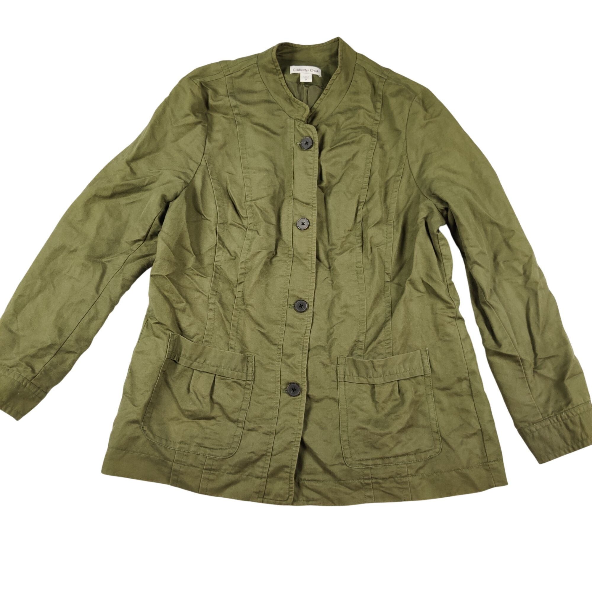 Coldwater Creek Coldwater Creek 14 Olive Green Linen Cotton Button Front Uti Size XL / US 12-14 / IT 48-50 - 1 Thumbnail
