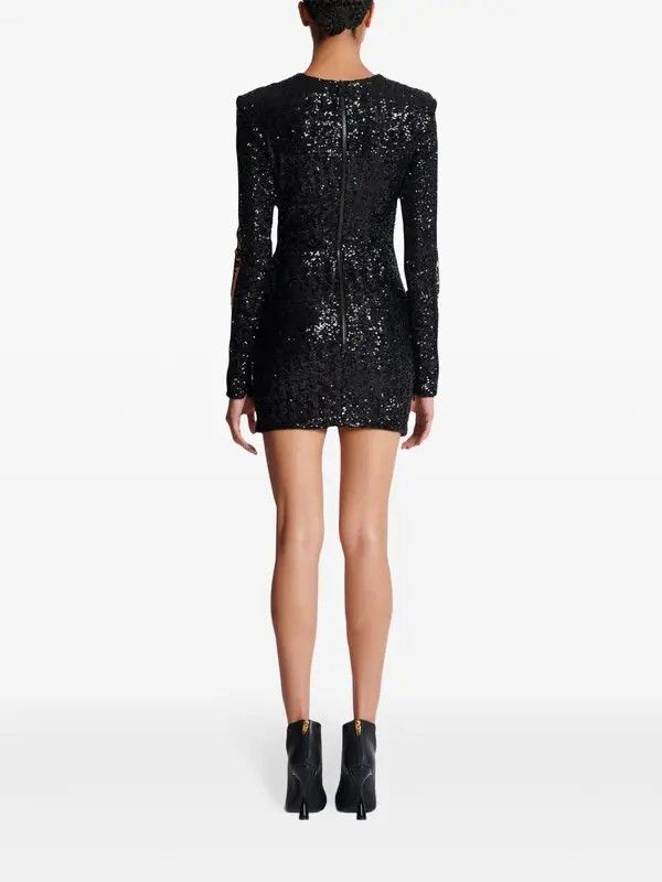 Balmain o1s1wg111225 Embroidered Body Motif Mini Dress in Multicolor Size S / US 4 / IT 40 - 4 Thumbnail