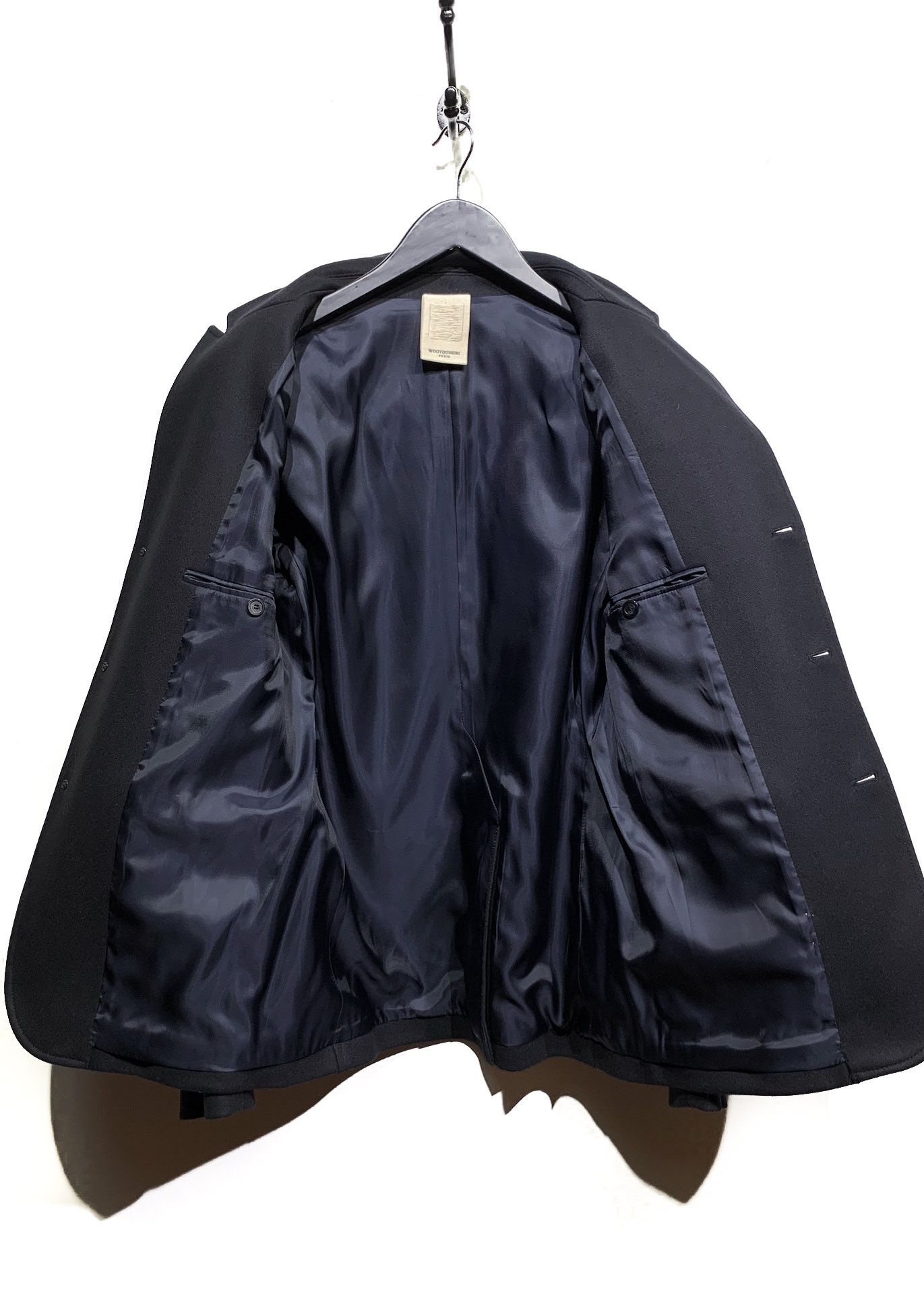 Wooyoungmi Wooyoungmi Navy Wool Blazer Jacket Black Leather Sleeves Size 38R - 9 Thumbnail