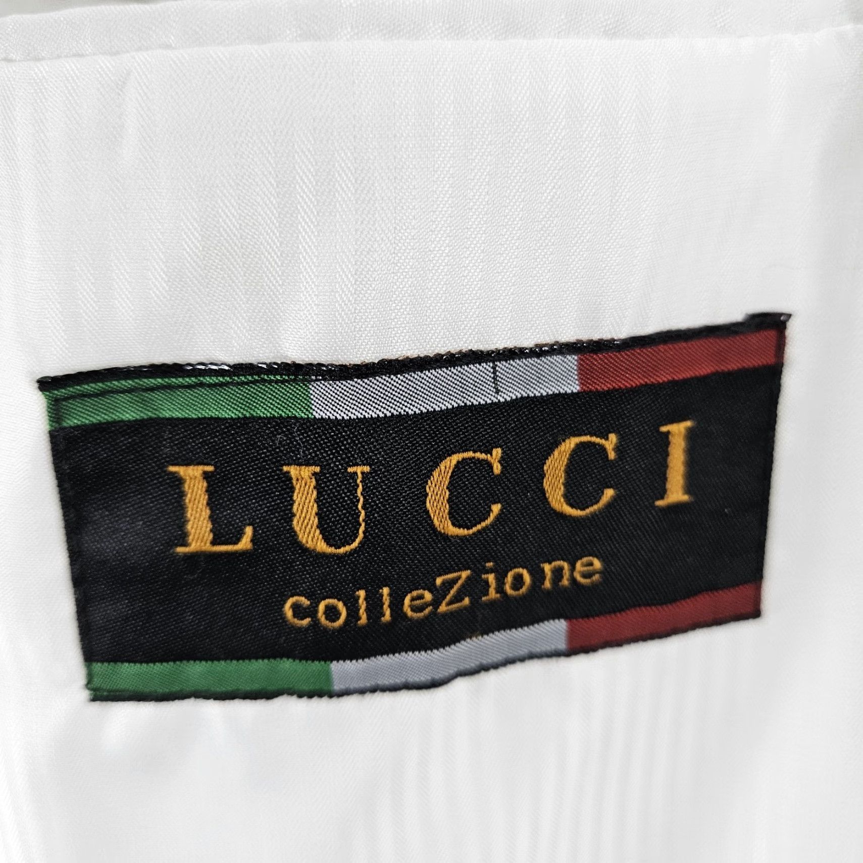 Vintage Lucci Collezione Ivory White 3 Gold Button Ventless Notch Blazer Sport Coat 50L Size 50R - 3 Thumbnail