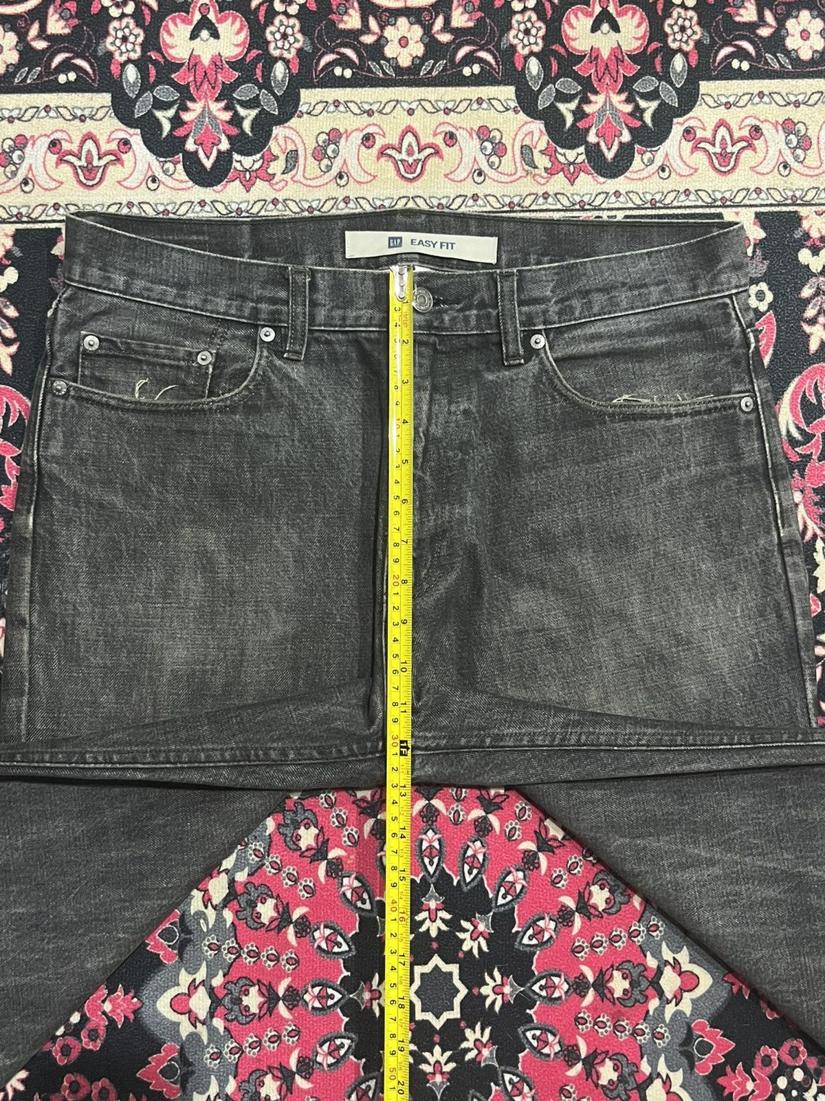 Balenciaga × Gap × Kanye West ⚡️Grunge⚡️Vintage Gap Rough Flame Black Washed Loose Fit Jeans Size US 33 - 13 Thumbnail