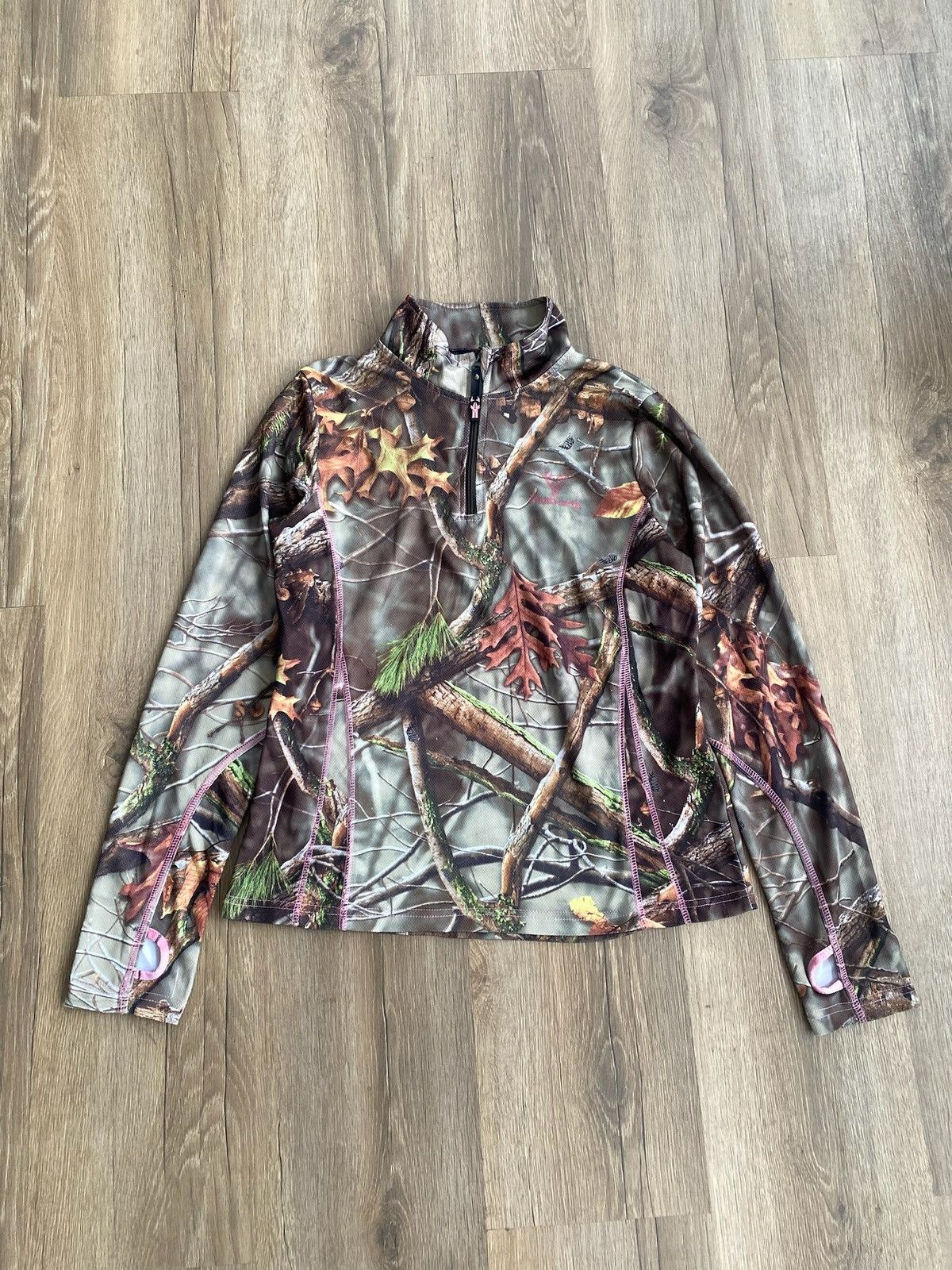 Vintage Vintage Camo Quarter zip long sleeve Women’s sweater Size L / US 10 / IT 46 - 2 Thumbnail