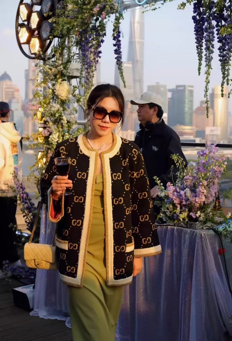 Gucci Gucci Golden silk old flower full LOGO knitted sweater card Size US L / EU 52-54 / 3 - 7 Thumbnail