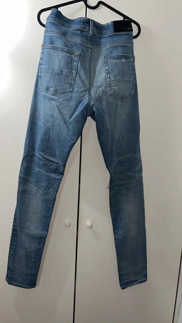 Amiri Amiri MX1 black leather patch denim skinny jeans Size US 32 / EU 48 - 2 Thumbnail