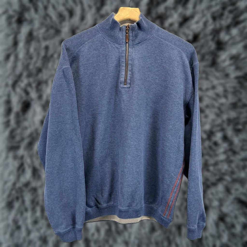 Tommy Bahama Tommy Bahama 1/4 Zip Pullover Sweater Mens XL Blue Contrast Stitching Size US XL / EU 56 / 4 - 1 Thumbnail