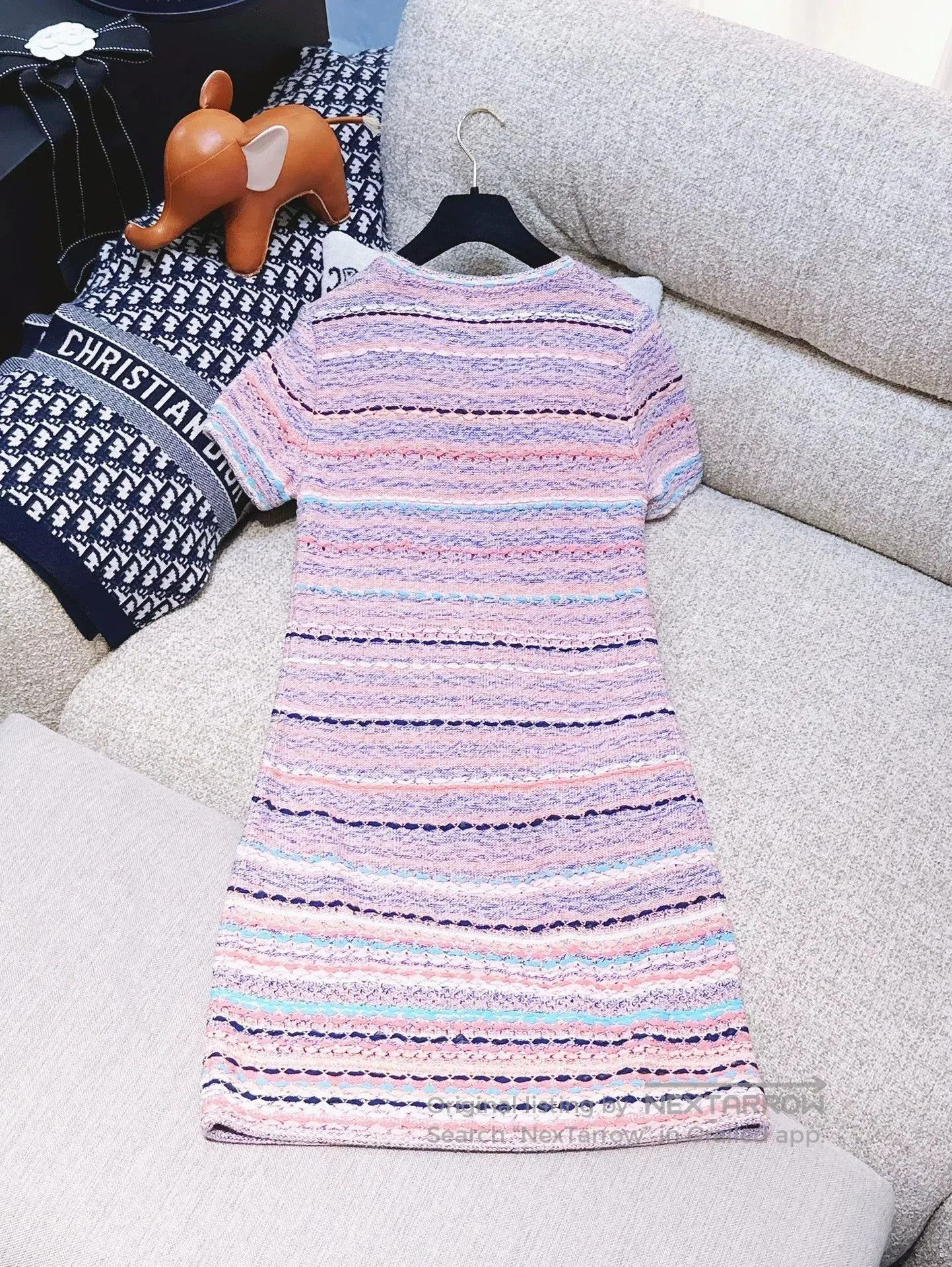 Chanel Chanel Pink Blue Stripe Knit Dress. Size US 36 / EU 52 - 2 Thumbnail