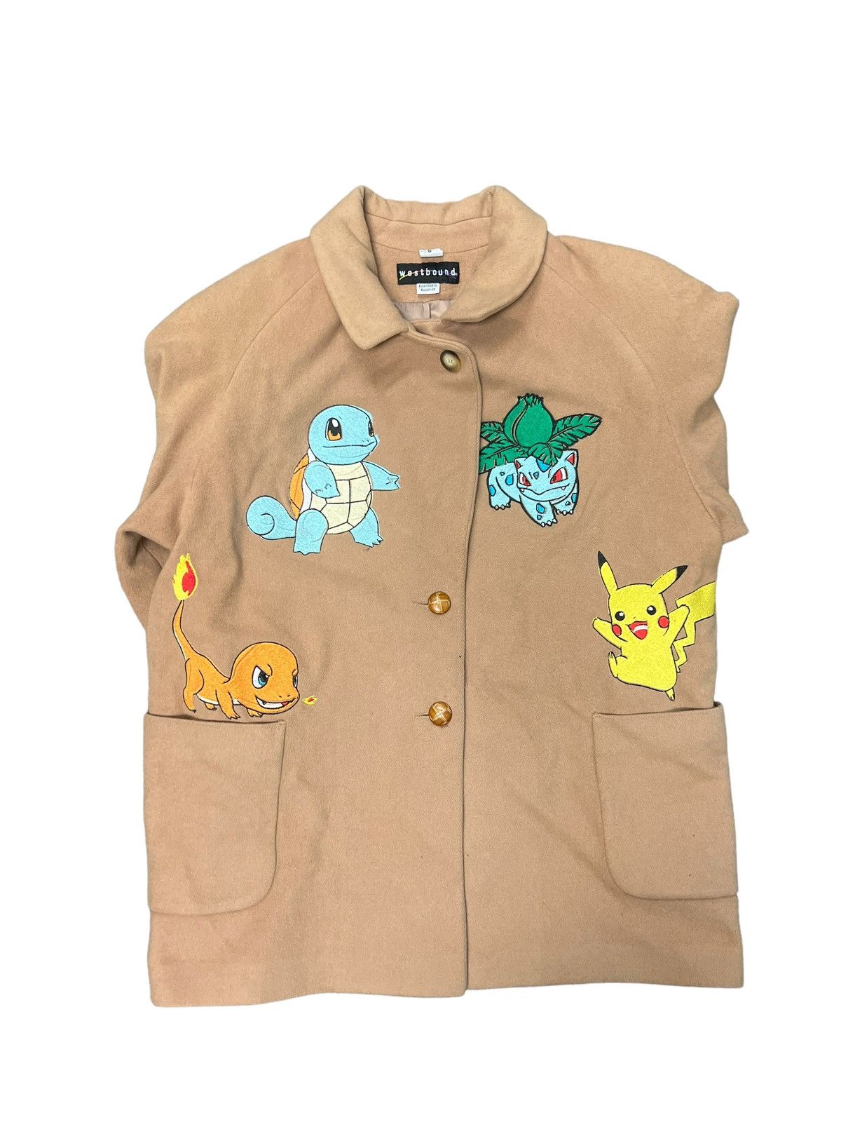 image of Vintage Pokemon Coat Super Trench Ash Super in Beige, Men's (Size XL)