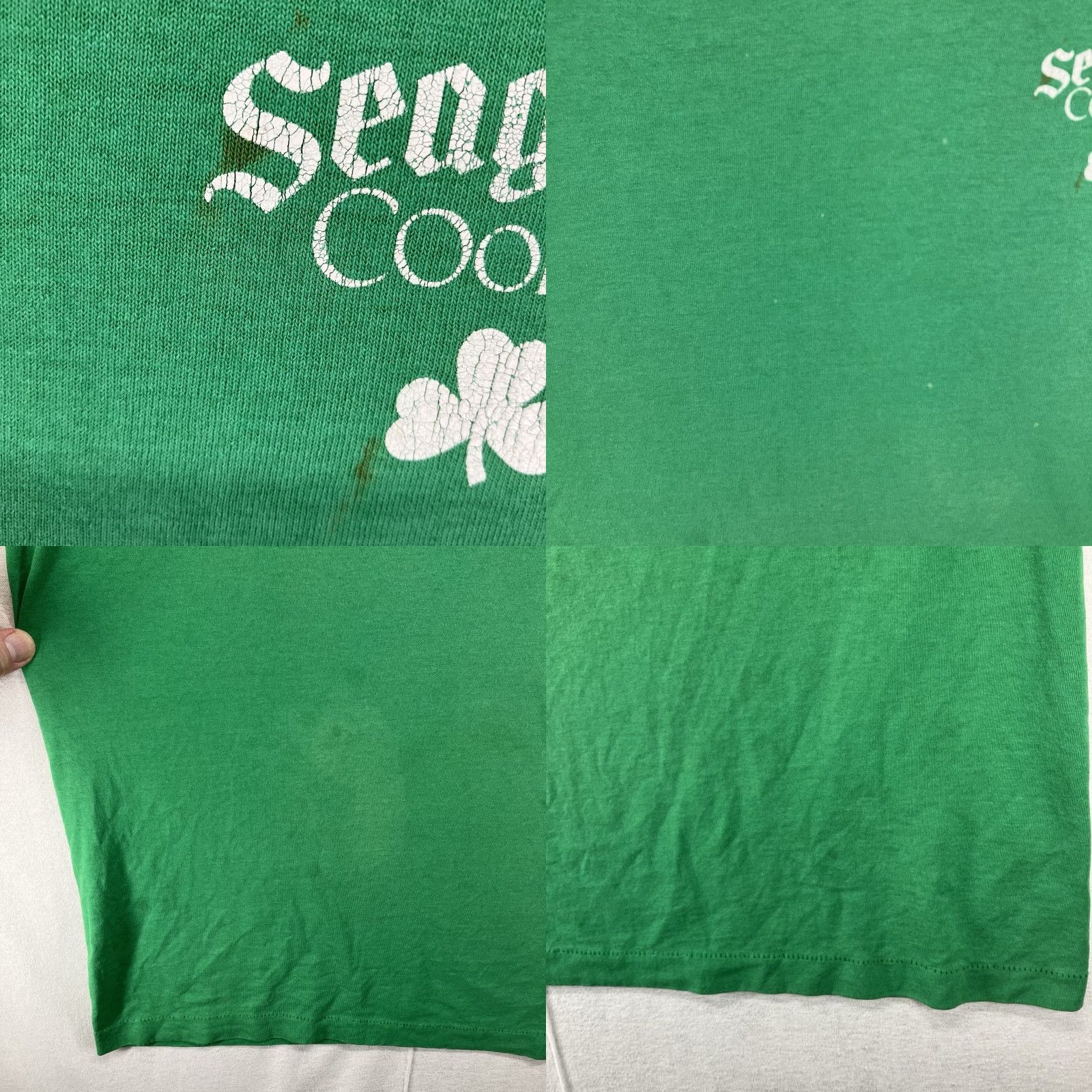 Fruit Of The Loom VINTAGE Fruit of the Loom 80s T-Shirt Green Short Sleeve Crew Neck L Men 80s Grunge Hipster Double-Sided Graphic Print Logo Limited Edition Size US L / EU 52-54 / 3 - 8 Thumbnail