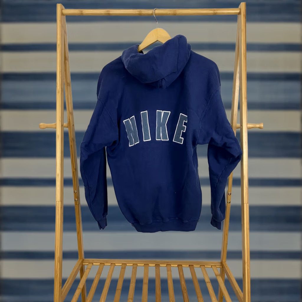Nike VTG Nike Center Swoosh Check Sweatshirt Hoodie Navy Size M Mens USA Shirt Size US M / EU 48-50 / 2 - 1 Thumbnail