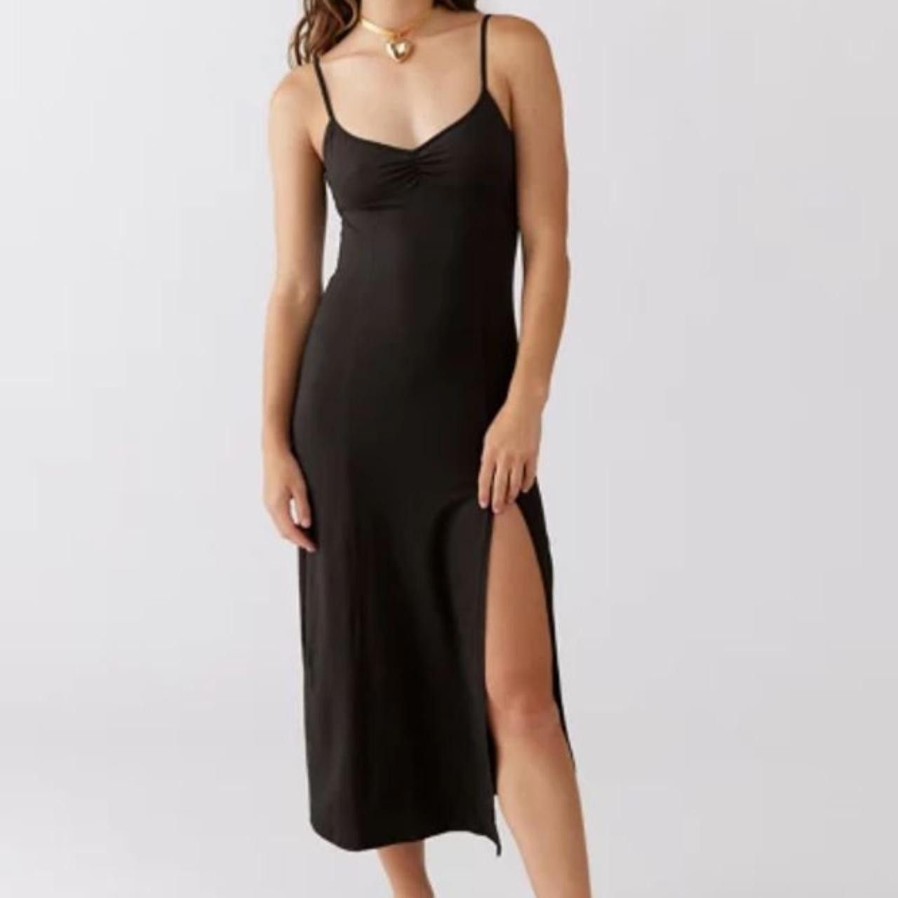 Urban Outfitters black midi slip dress with bow🖤 Size S / US 4 / IT 40 - 1 Thumbnail