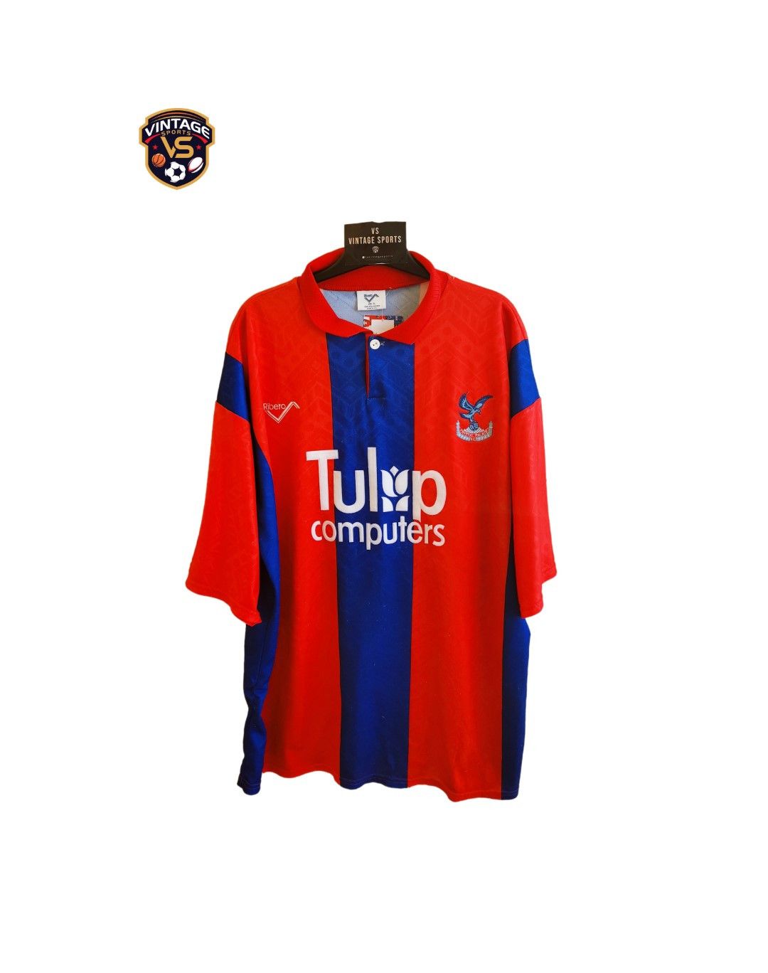 image of Soccer Jersey x Vintage Crystal Palace Fc 1992-1993 Soccer Home Jersey in Blue Red, Men's (Size XL)