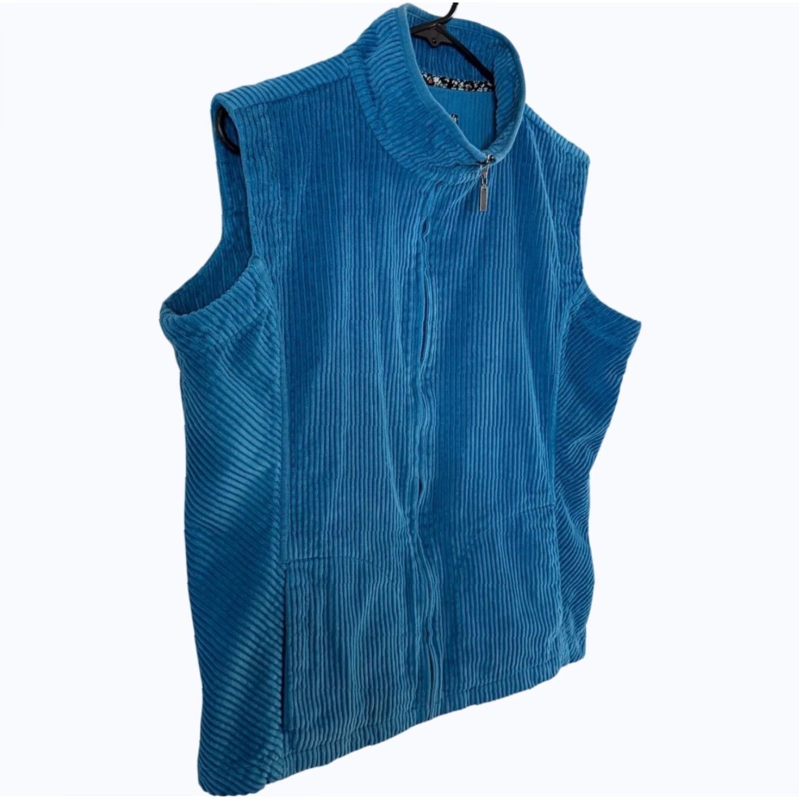 Vintage Vermont Country Club Vest Corduroy Blue L Women Size L / US 10 / IT 46 - 3 Thumbnail