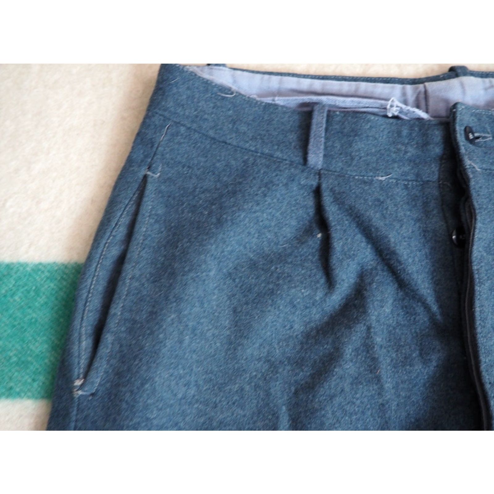 Vintage VTG 50s 60s Santoria Italian Dark Gray Field Military 34x29 Wool Pants Size US 34 / EU 50 - 7 Thumbnail