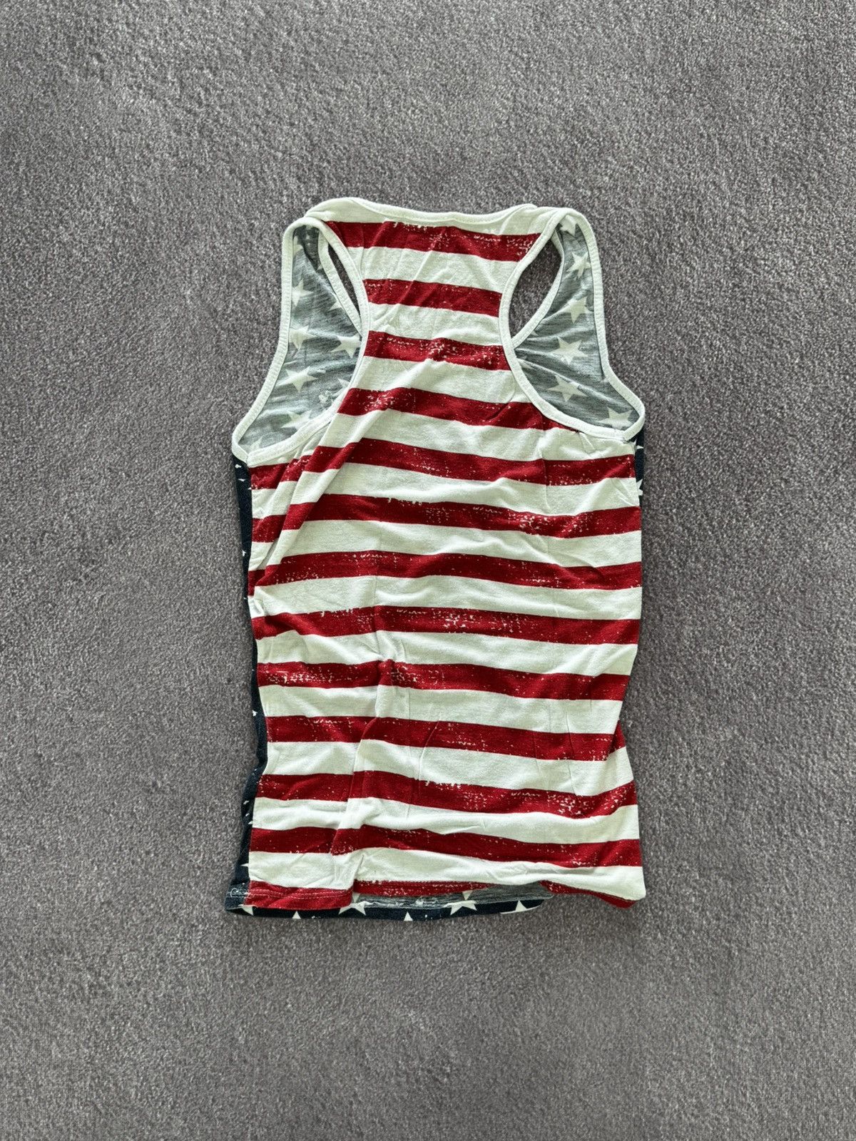 Japanese Brand 00’s Avant Garde Y2K USA Flag Glam Tank Top Size S / US 4 / IT 40 - 2 Thumbnail