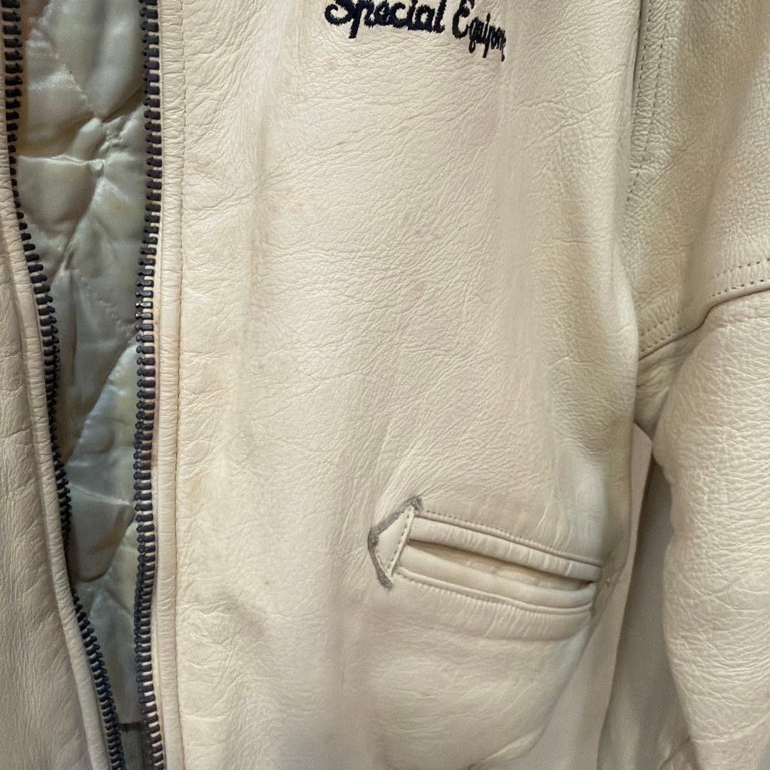 Avirex AVIREX USA Stadium Jacket White Leather XS Size US XS / EU 42 / 0 - 7 Thumbnail