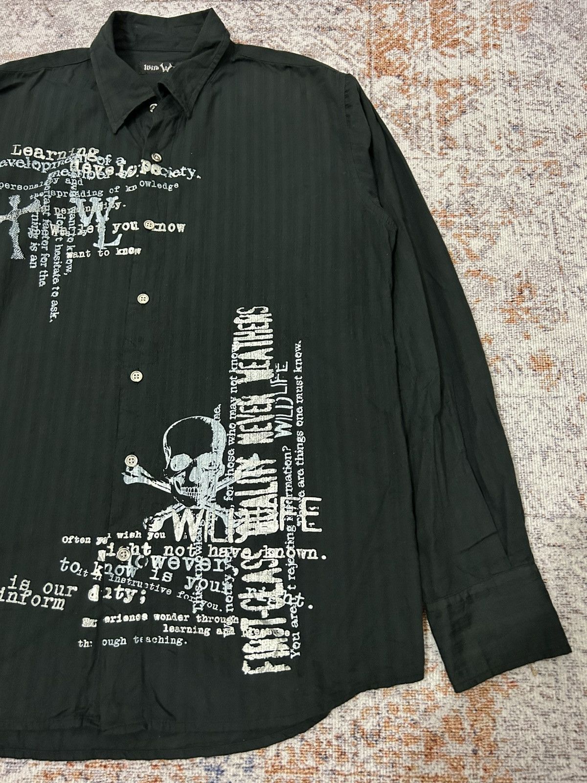 If Six Was Nine Wild Life Poem Cross Skull Long Button Shirt Size US L / EU 52-54 / 3 - 2 Thumbnail