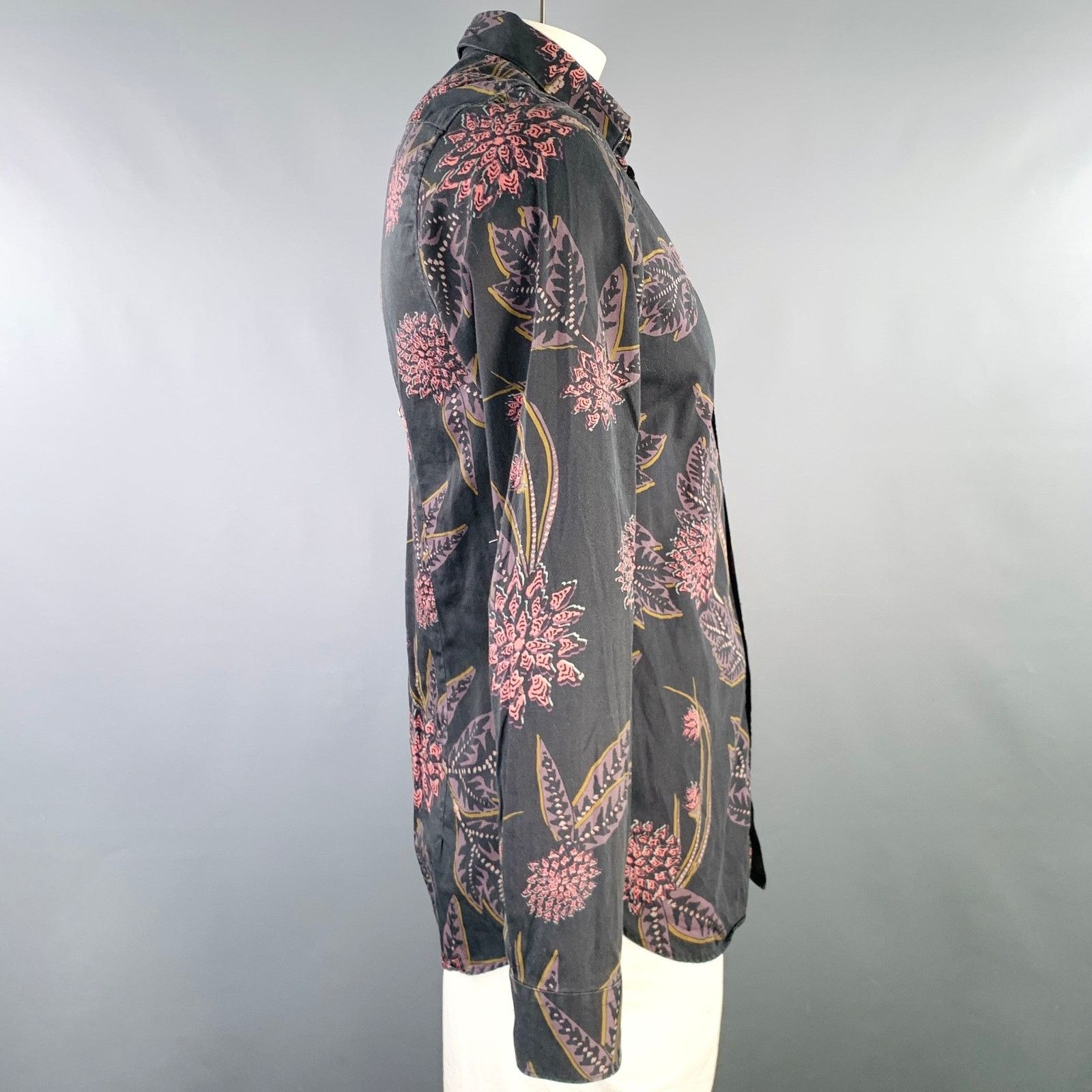 Ted Baker Size L Grey Purple Abstract Floral Cotton Long Sleeve Shirt Size US L / EU 52-54 / 3 - 2 Thumbnail