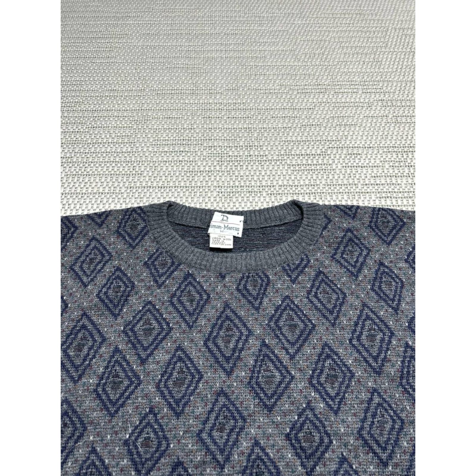 Neiman Marcus Vtg Neiman Marcus Sweater Mens Medium Blue Gray Wool Knit Pullover Size US M / EU 48-50 / 2 - 2 Thumbnail