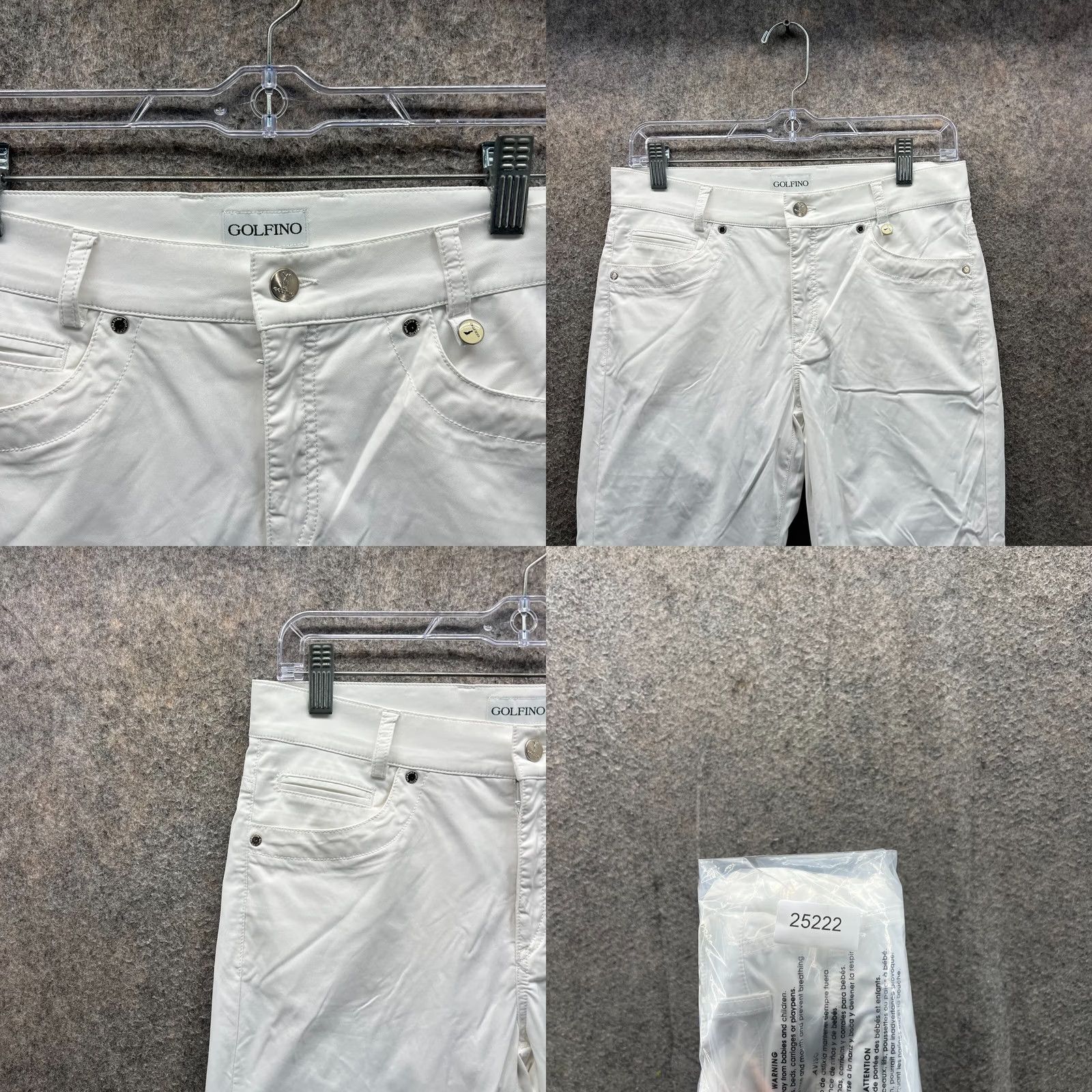 Vintage GOLFINO Pants Women 6 White Capri Flat Front Trousers Casual Formal Travel Size 28" / US 6 / IT 42 - 8 Thumbnail