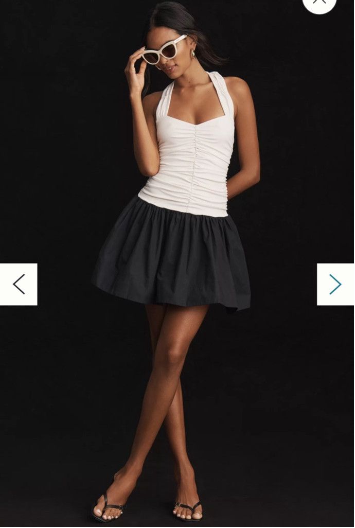 NWT Maeve Halter Mini Dress Black & White Size S $168